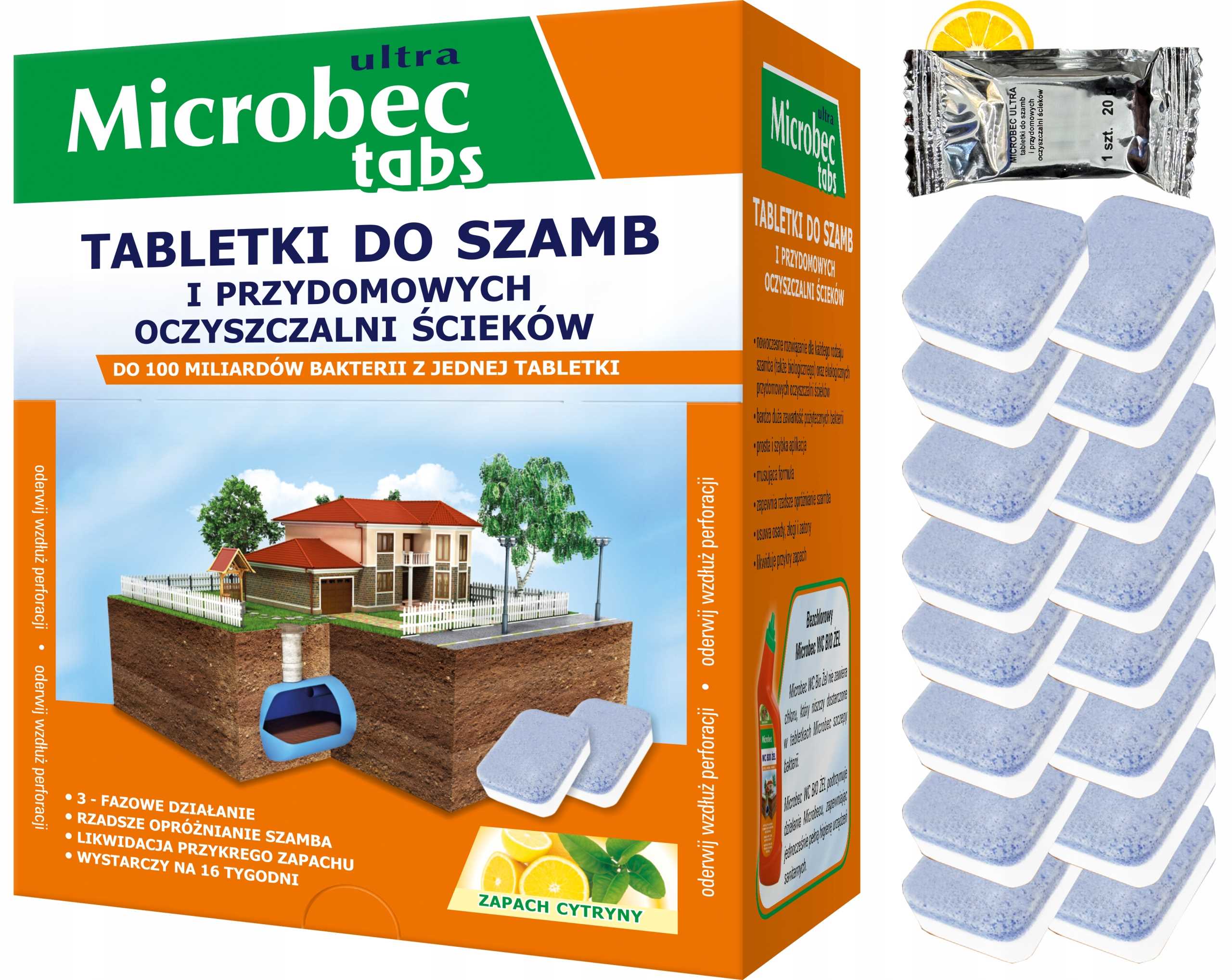 bros - microbec ultra - tabletka do szamb - 16 szt.