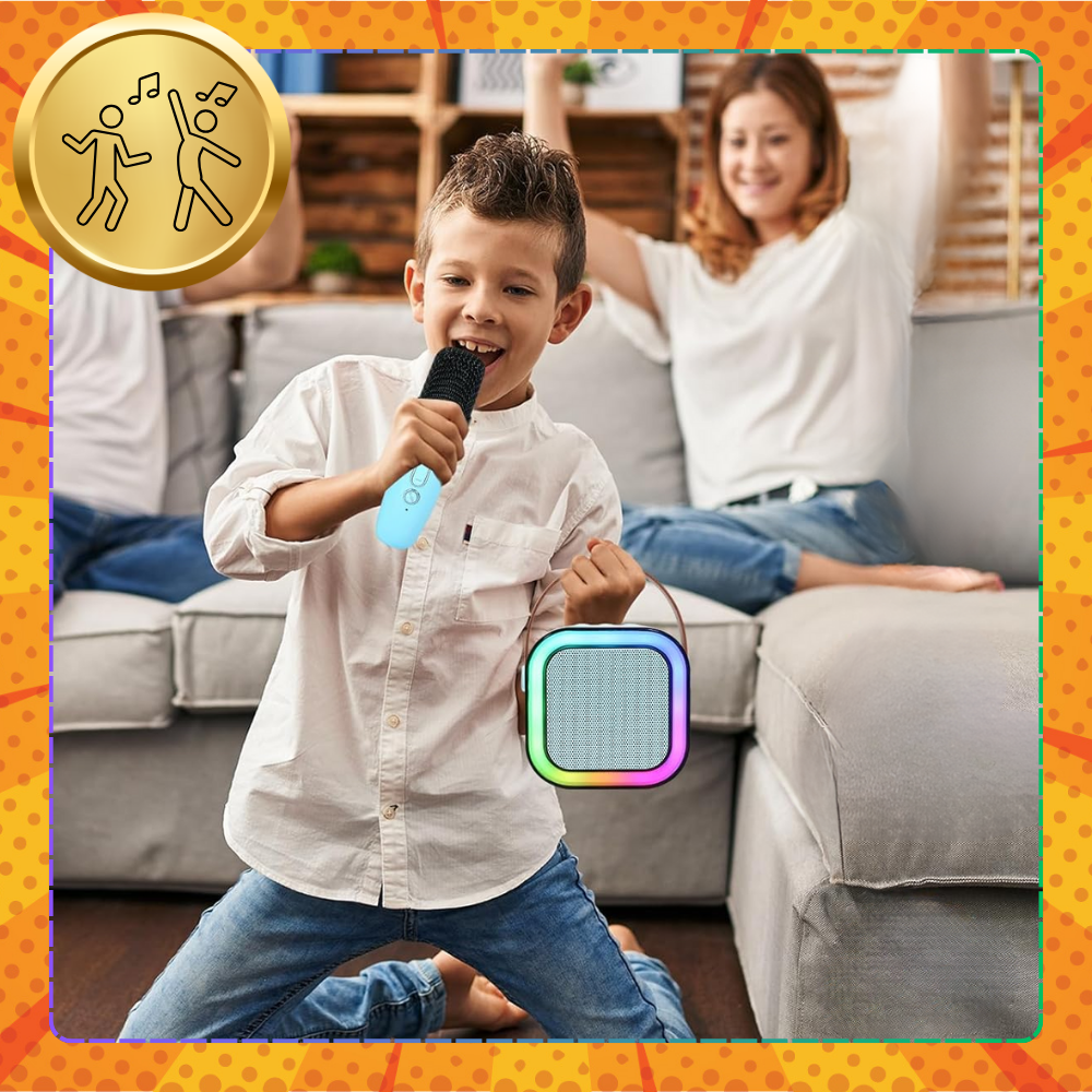 głośnik przenośny bezprzewodowy bluetooth karaoke z 2 mikrofonami usb rgb 1