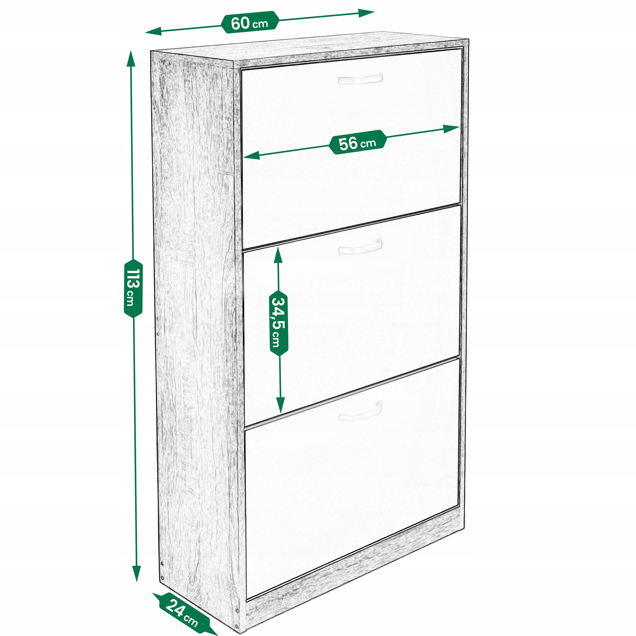 szafka na buty regał 3 komory obuwie komoda pojemna do przedpokoju regał