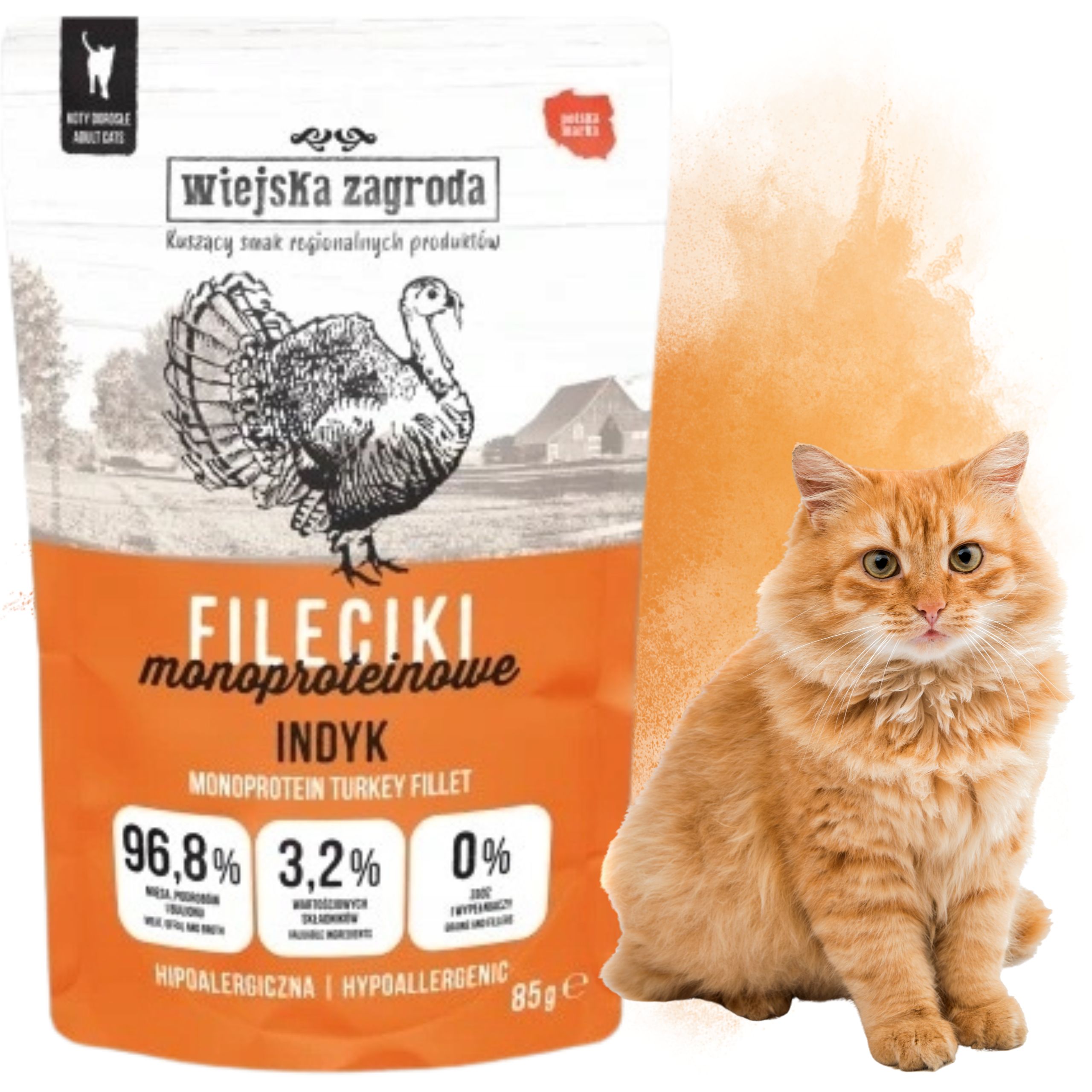karma mokra dla kota fileciki monoproteinowe indyk 85g wiejska zagroda