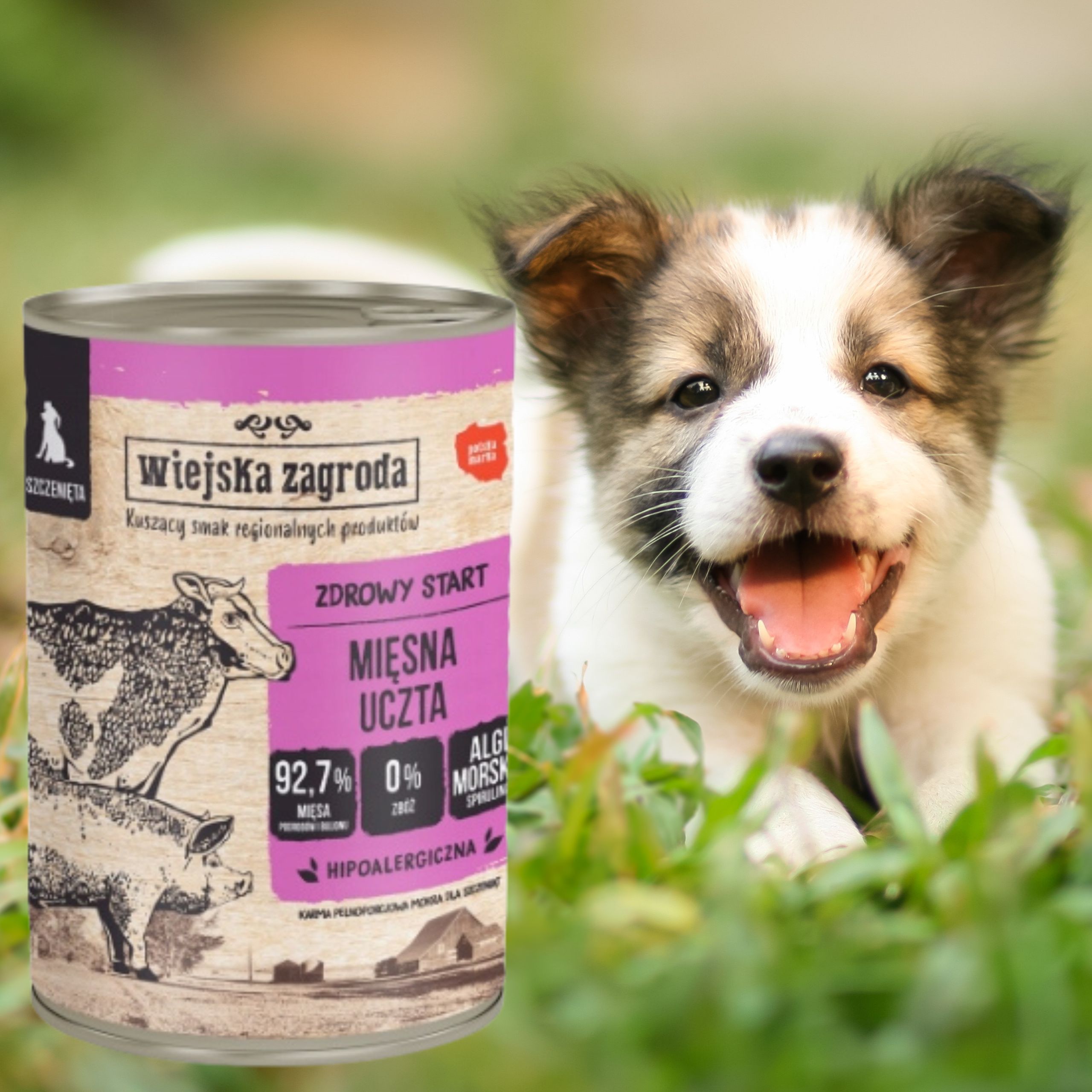 karma dla psa wołowina wieprzowina mięsna uczta 400g wiejska zagroda piesek