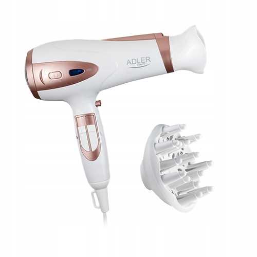 suszarka do włosów biała 2200w ion + dyfuzor adler ad 2248