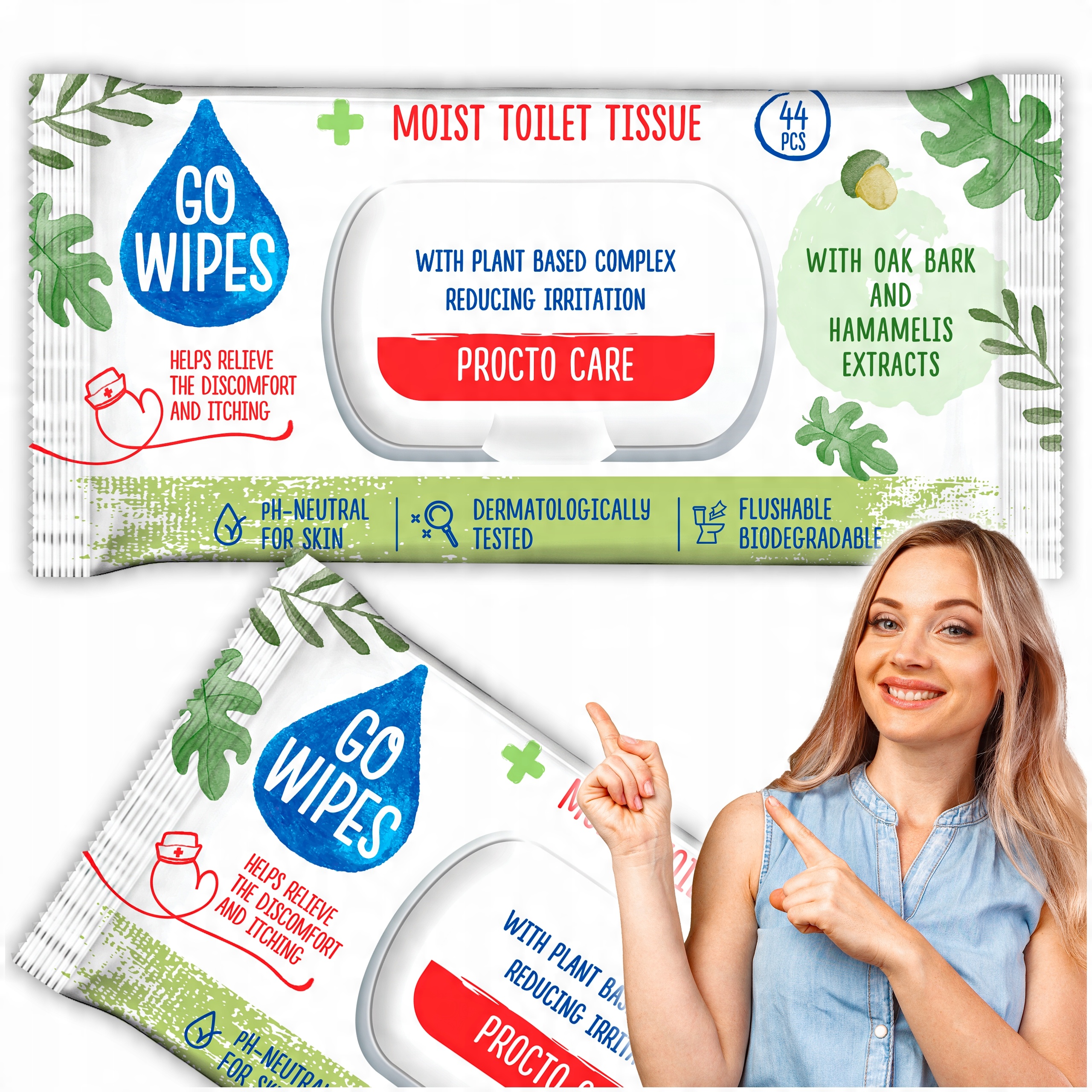 gowipes nawilżany papier toaletowy procto care flip top 44szt.