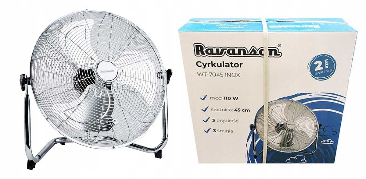 wentylator podłogowy ravanson wt-7045 inox