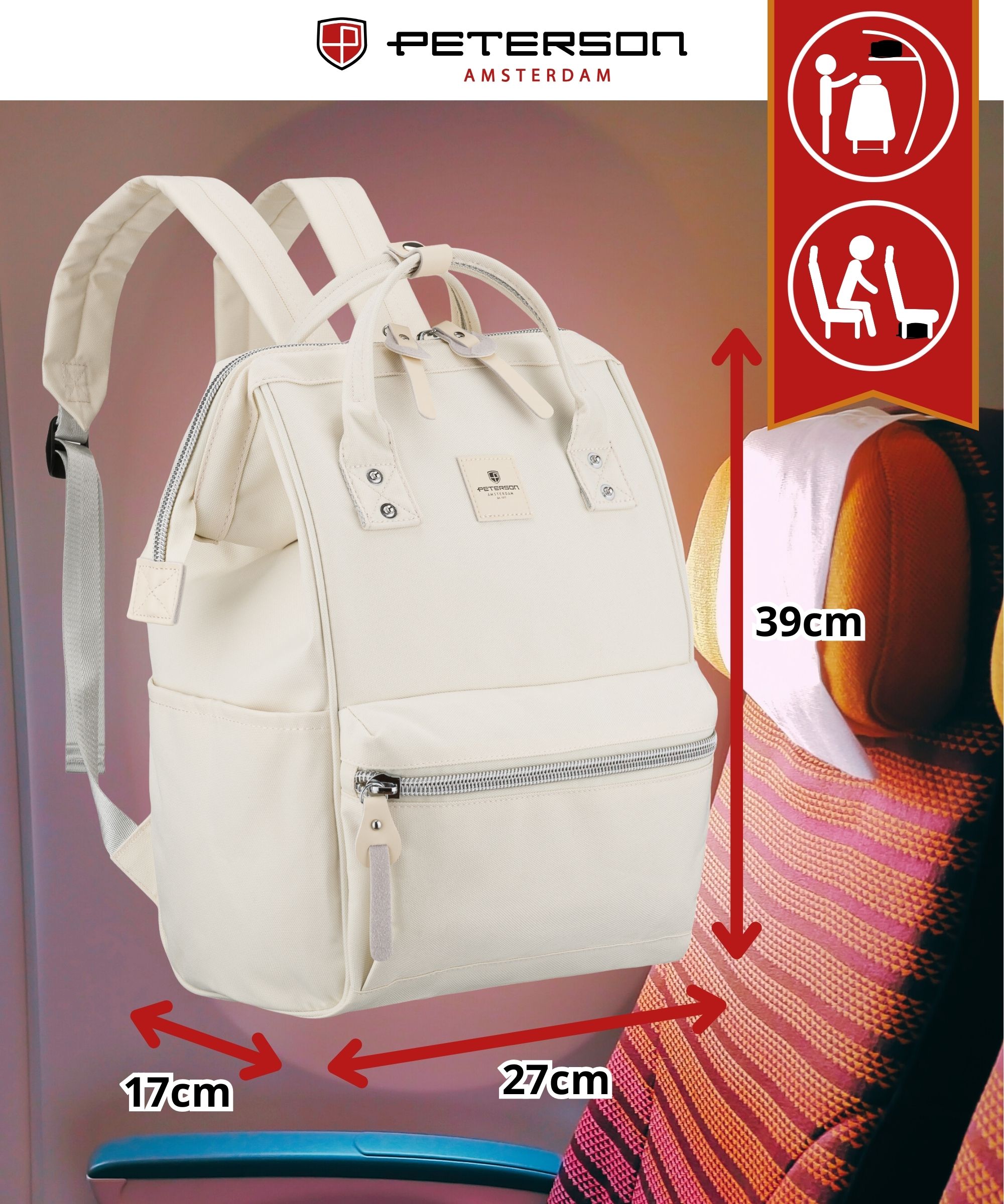 plecak materiałowy ptn beta-0350 ecru