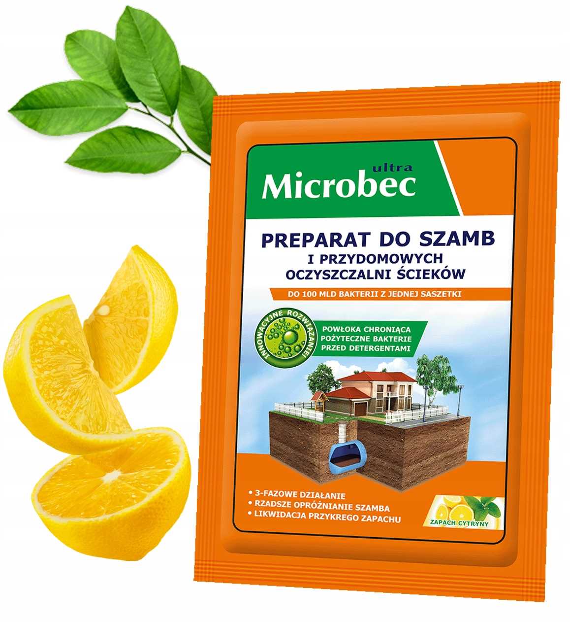 bros - microbec ultra 25g zapach cytryny - preparat do szamb - 1 szt.