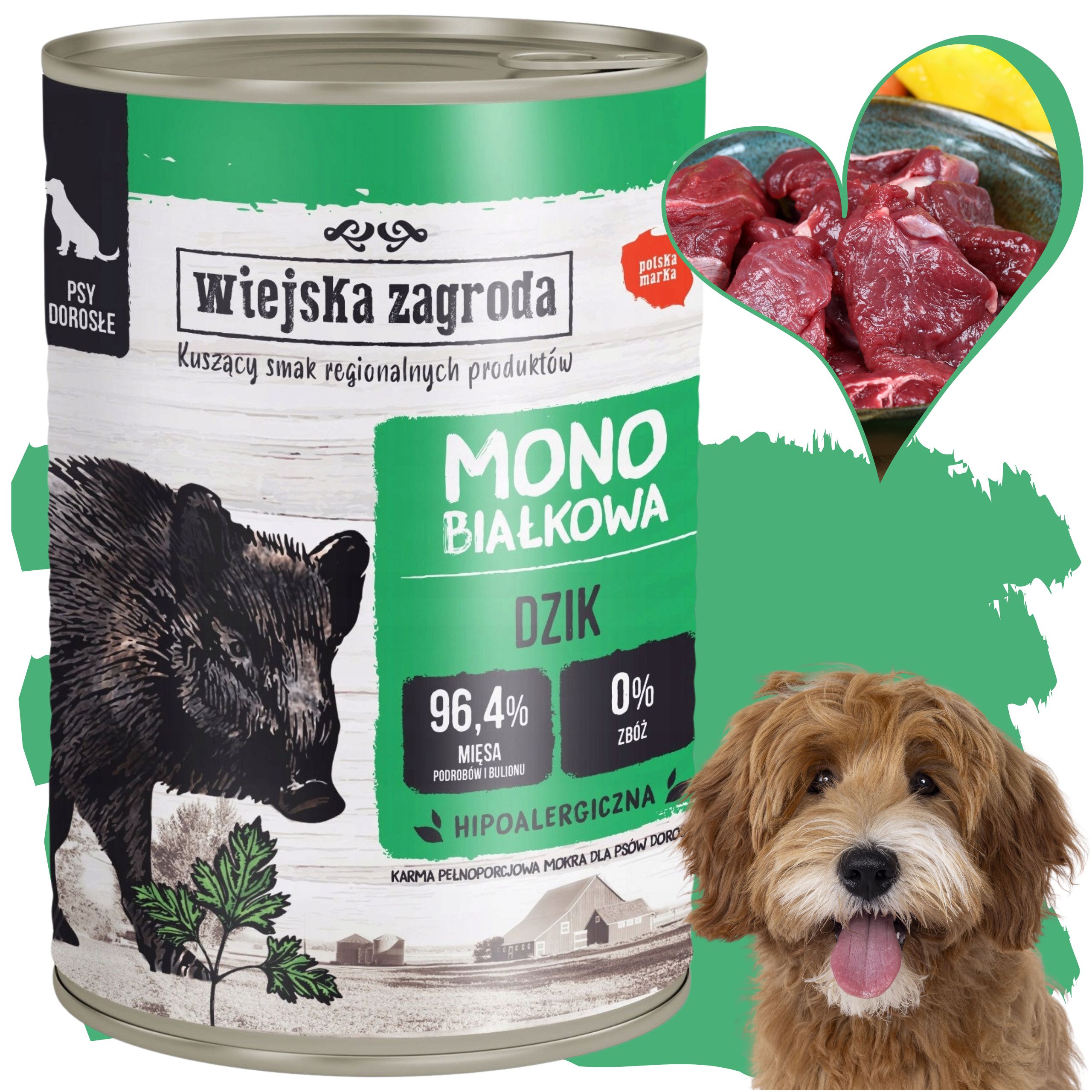 mokra karma dla psa dzik 400g monobiałkowa wiejska zagroda hipoalergiczna