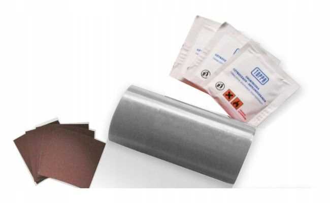 zestaw naprawczy do łatania plandek 220x10cm szary