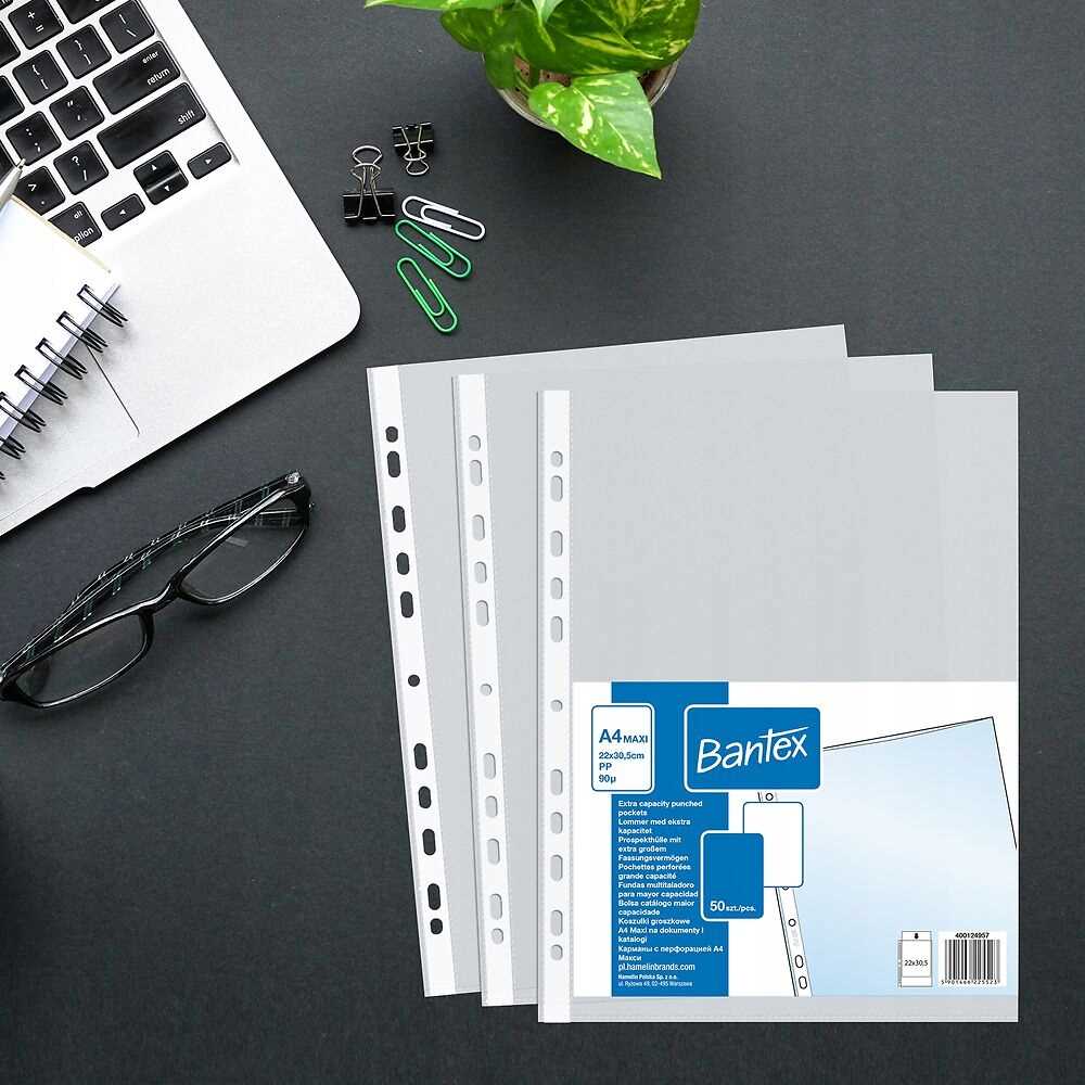 koszulki groszkowe bantex a4 maxi poszerzana 90 mic. 50 szt.