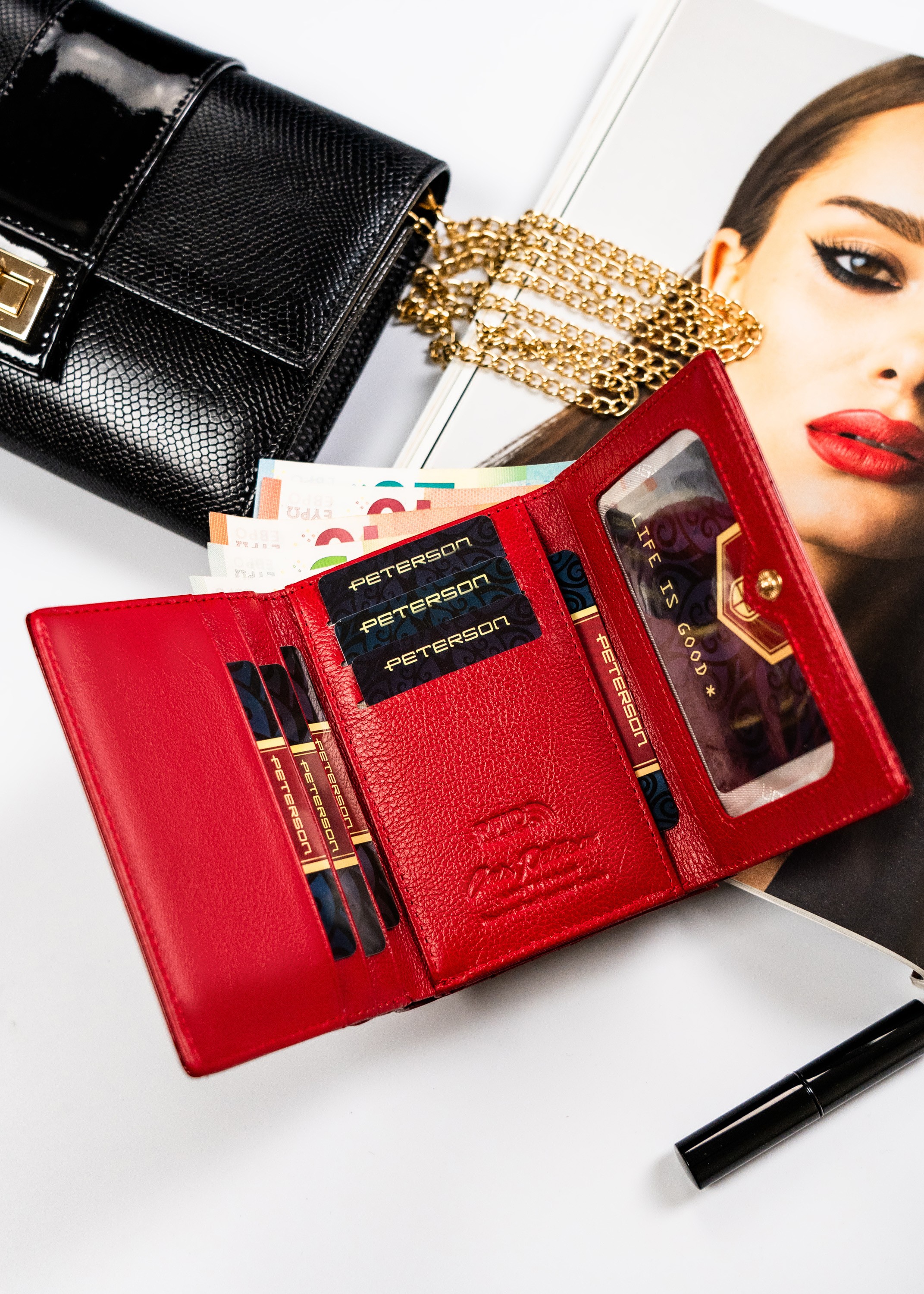 portfel damski skórzany ptn 15-09-cb-8782 red