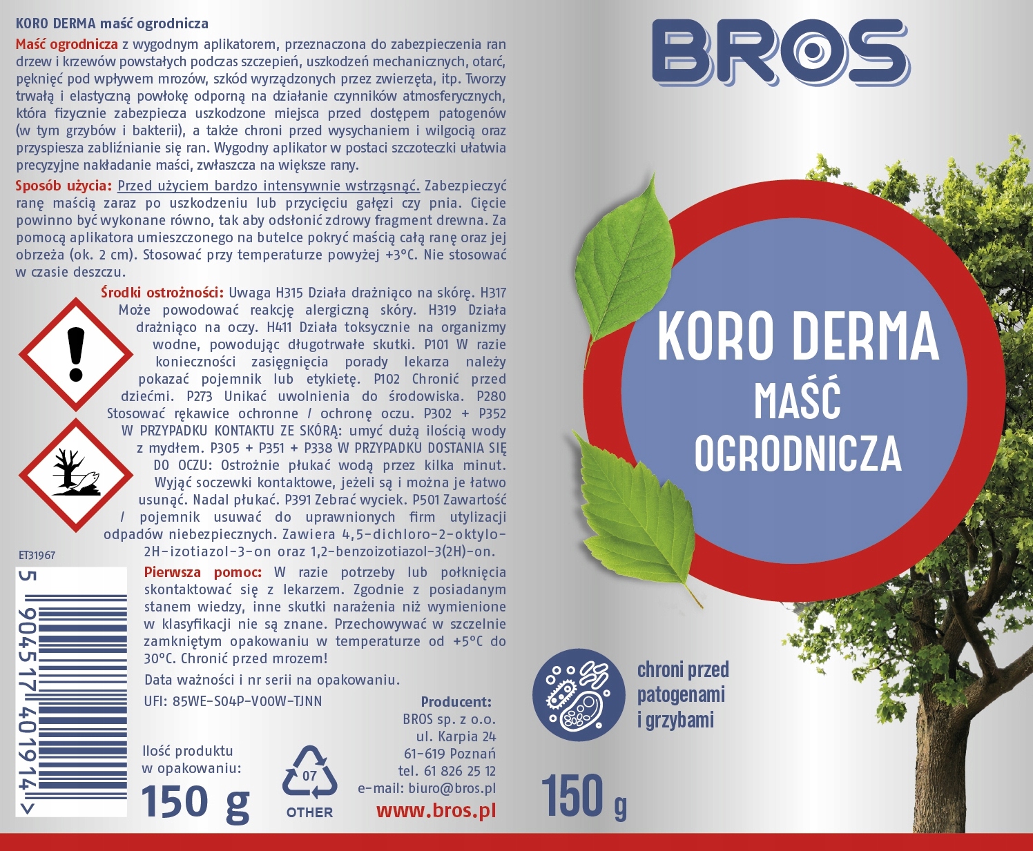 koro-derma maść ogrodnicza w butelce z aplikatorem 150g