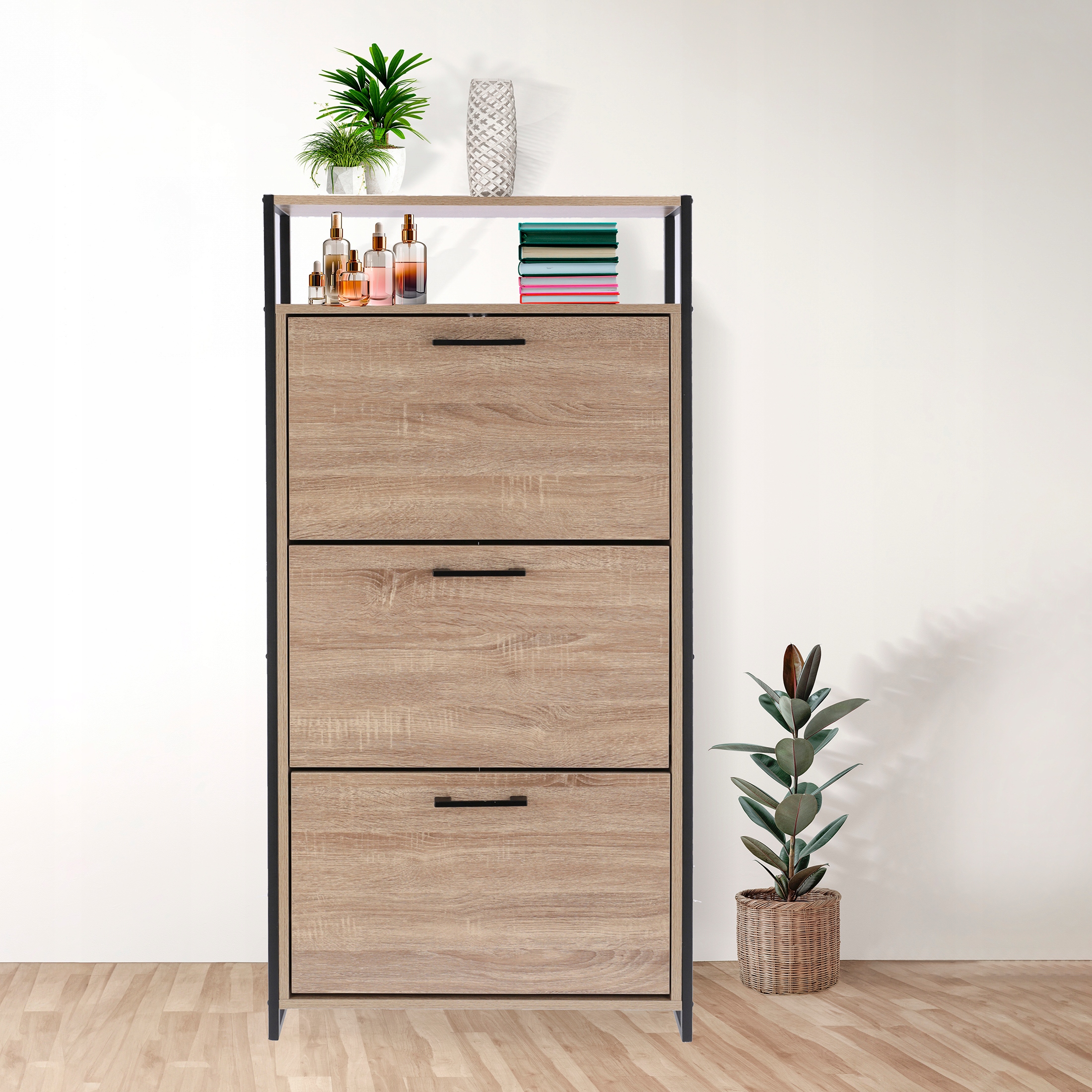 szafka na buty regał 3 komory obuwie komoda pojemna do przedpokoju loft