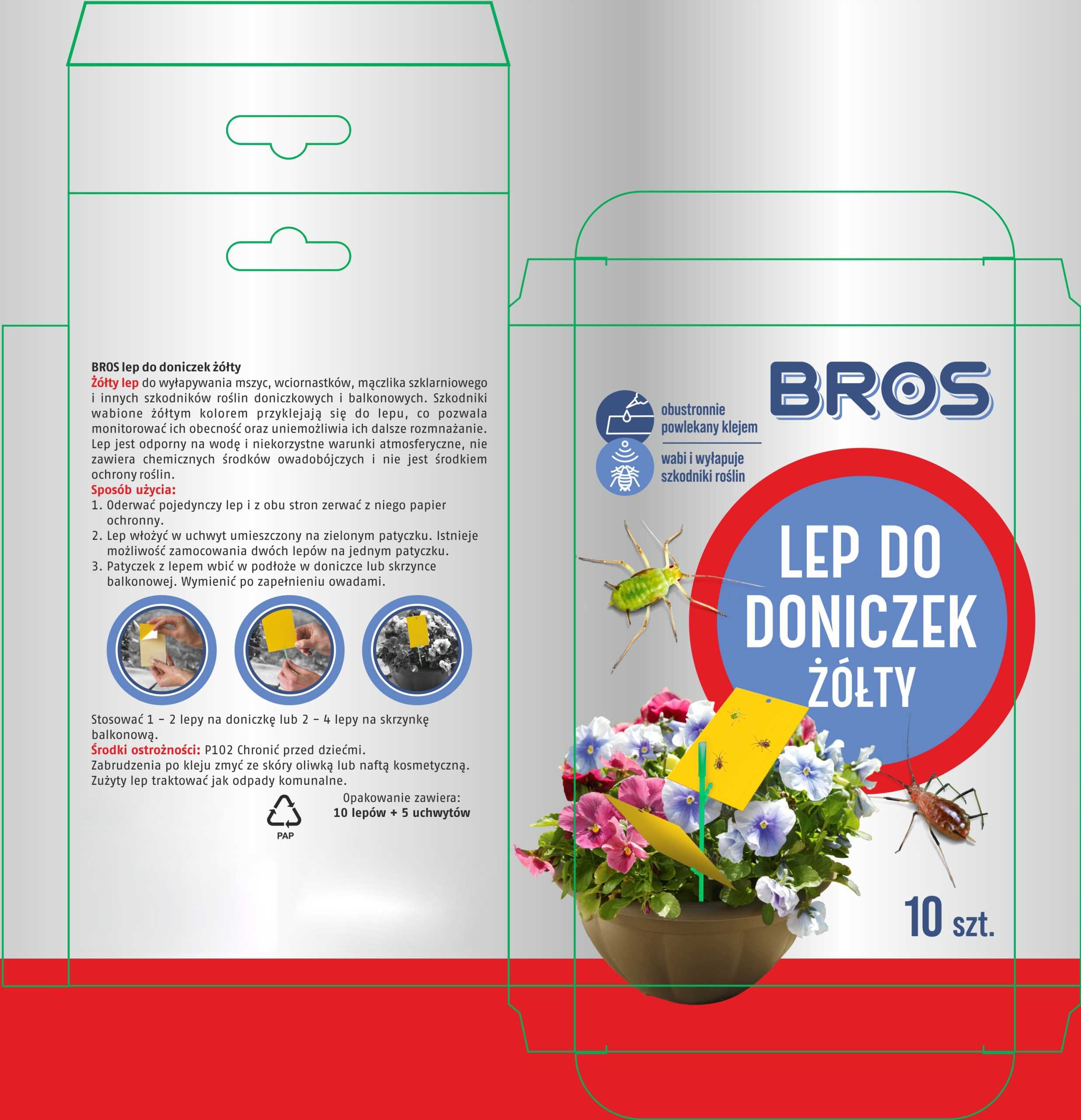 bros - lep do doniczek żółty 10szt