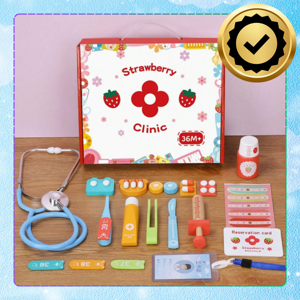 doktor drewniany zestaw lekarski lekarz stetoskop walizka dla dzieci