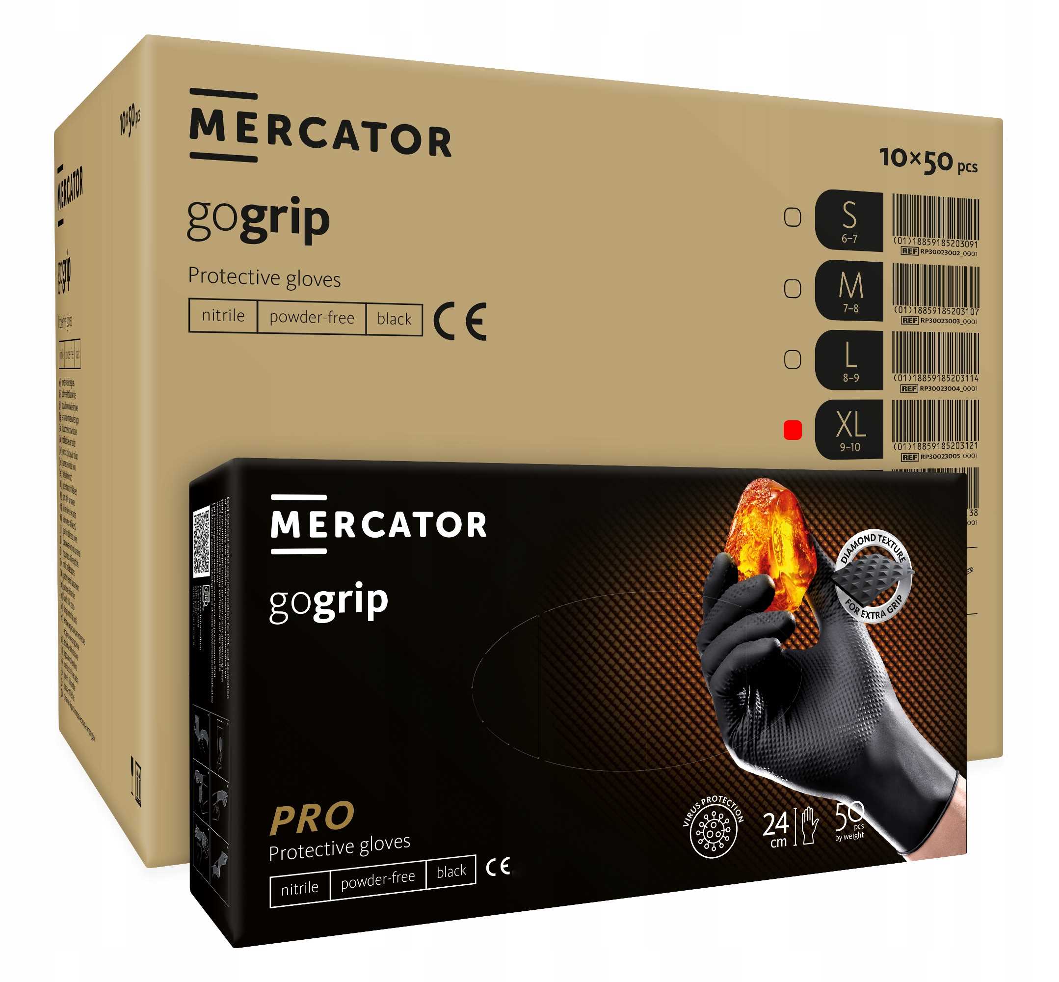 rękawice nitrylowe 50 szt. 10-xl gogrip black - 10 op.