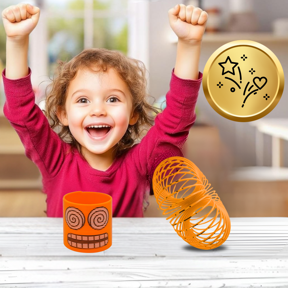 sprężyna dla dzieci magiczna sprężynka magic springs emoji pomarańczowa