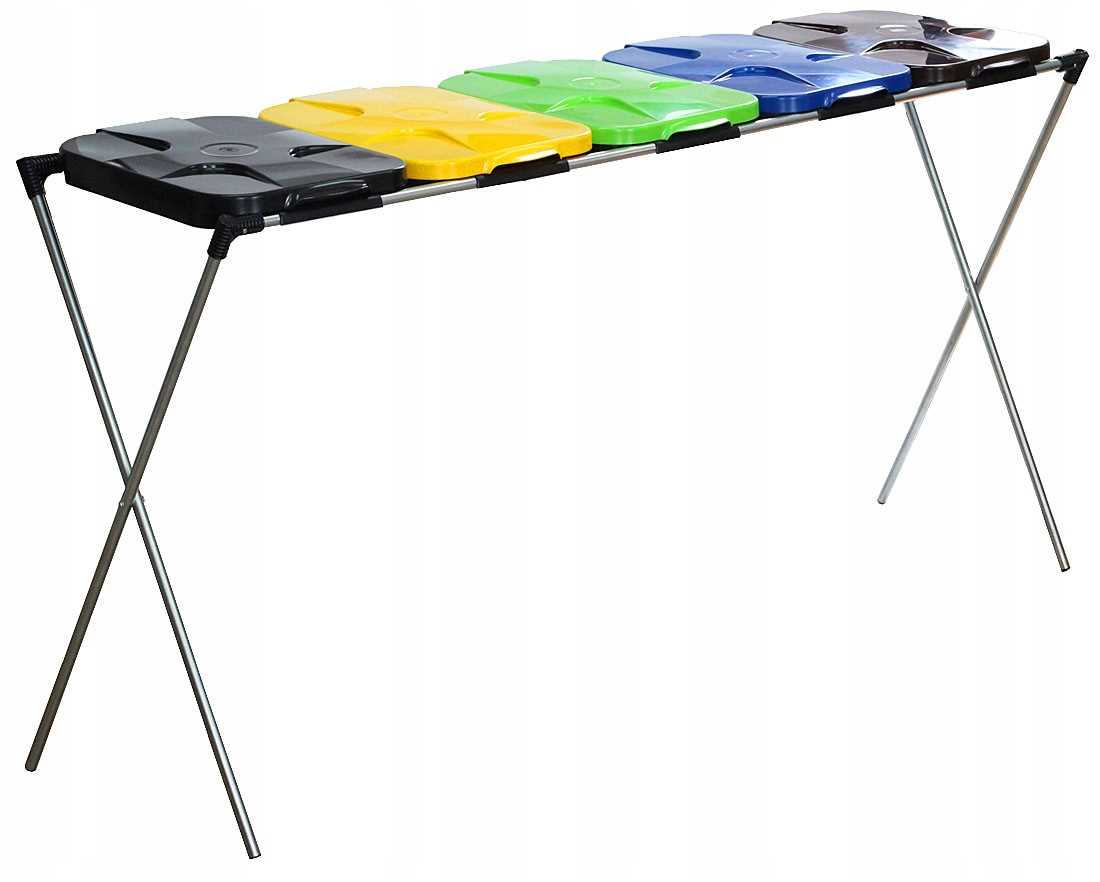 stojak do segregacji odpadów (5-stanowiskowy) niebieski, zielony, brązowy