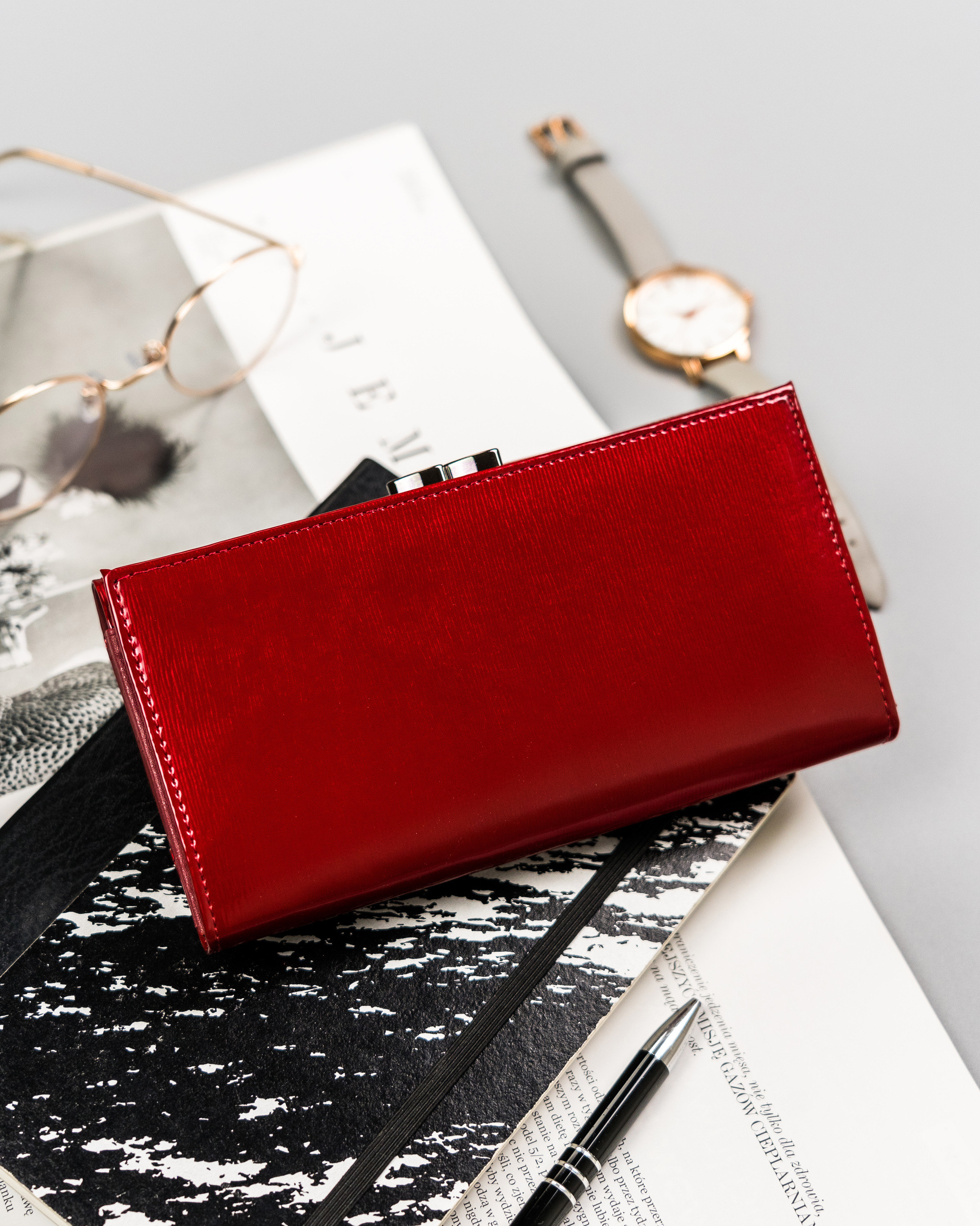 portfel damski skórzany h24-fo-2-sh9 red