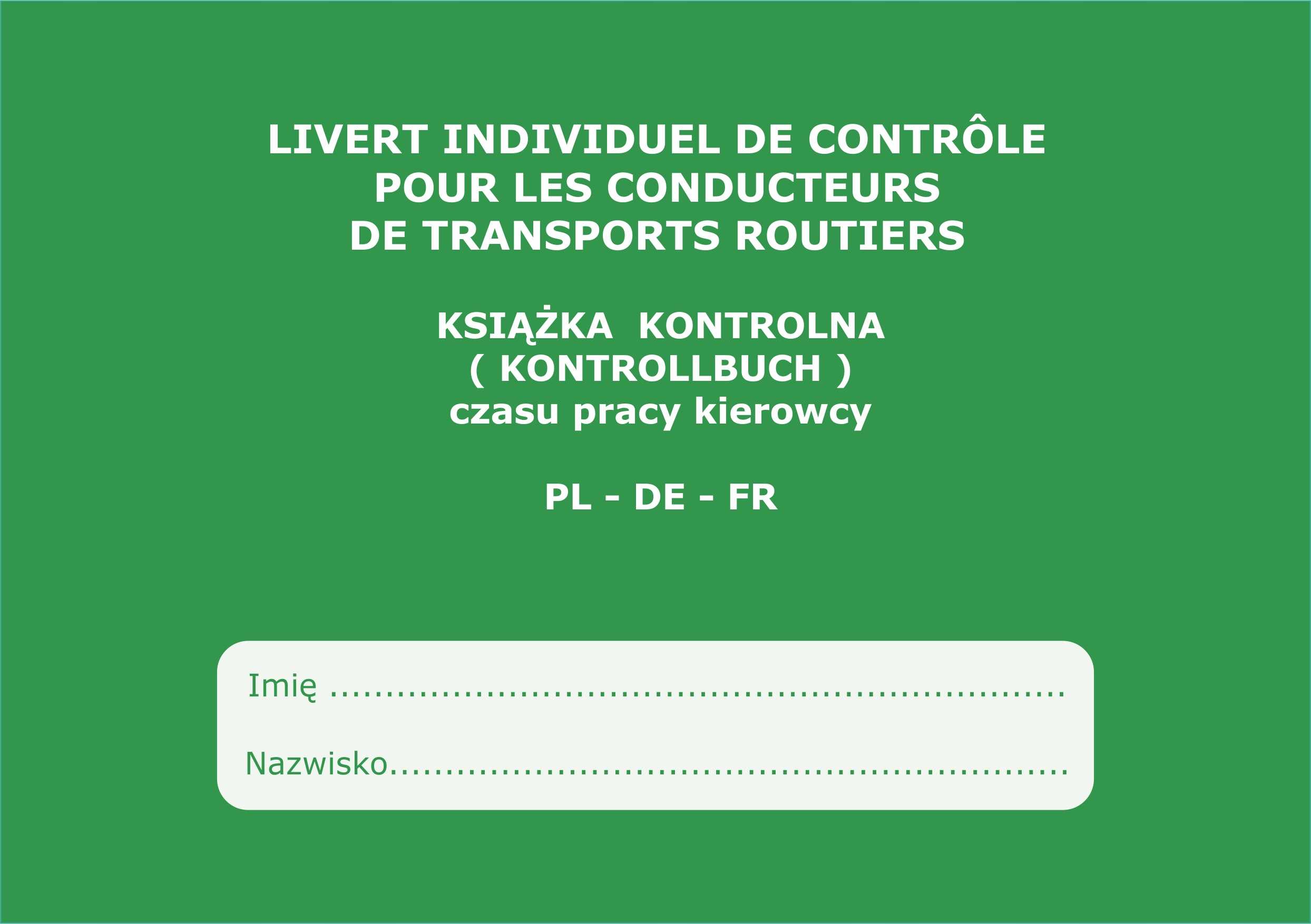 książka czasu pracy kierowcy pl - de - fr