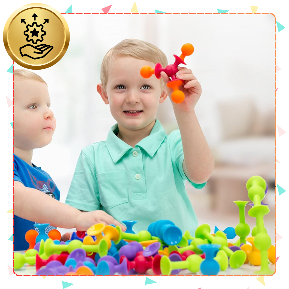 silikonowe klocki konstrukcyjne z przyssawkami 48 el dla dzieci edukacyjne