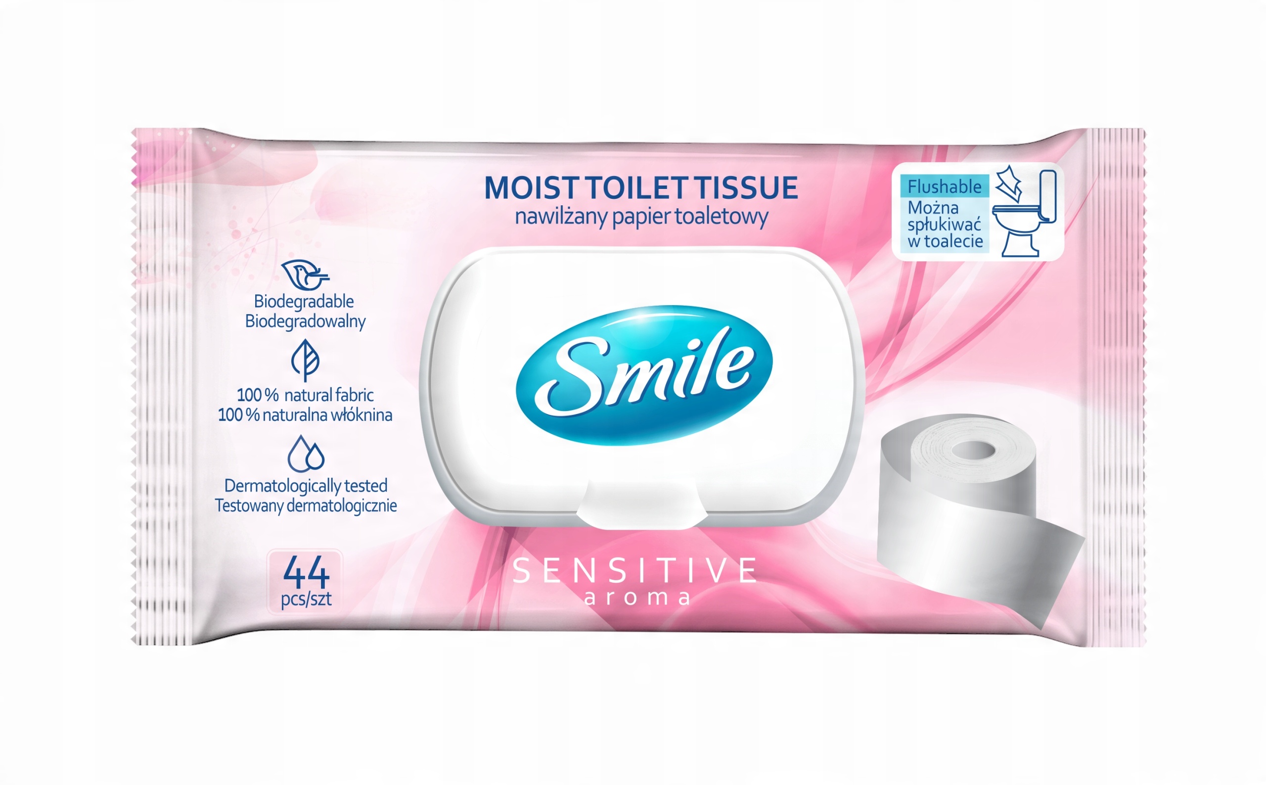 smile papier toaletowy nawilżany flip top, 44szt.