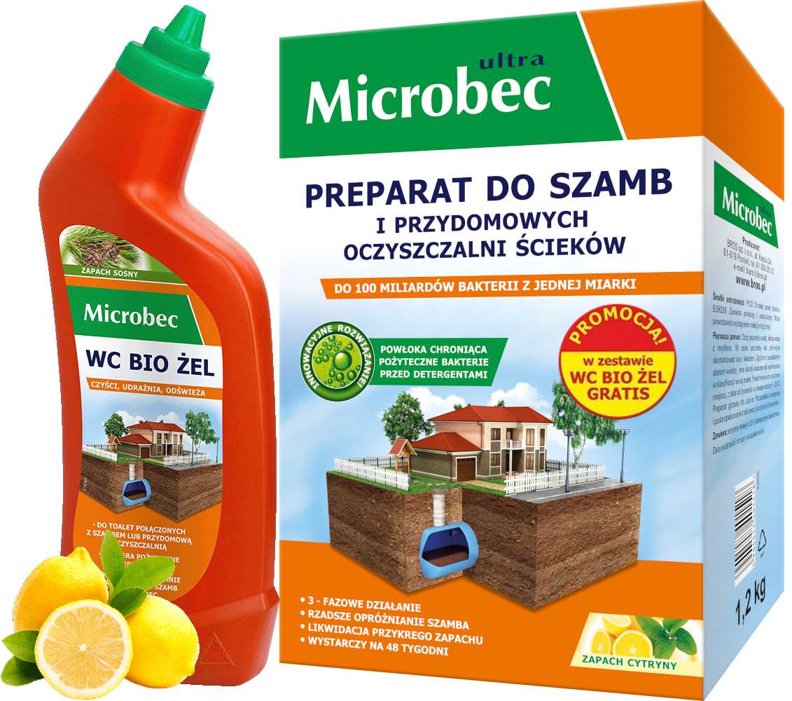 bros - microbec ultra 1kg zapach cytryny - preparat do szamb