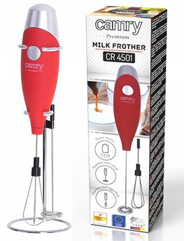 spieniacz do mleka z mieszadłem i stojakiem camry cr 4501 red