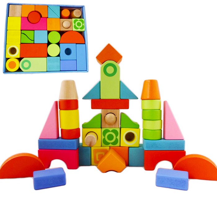 klocki duze kolorowe w pudelku