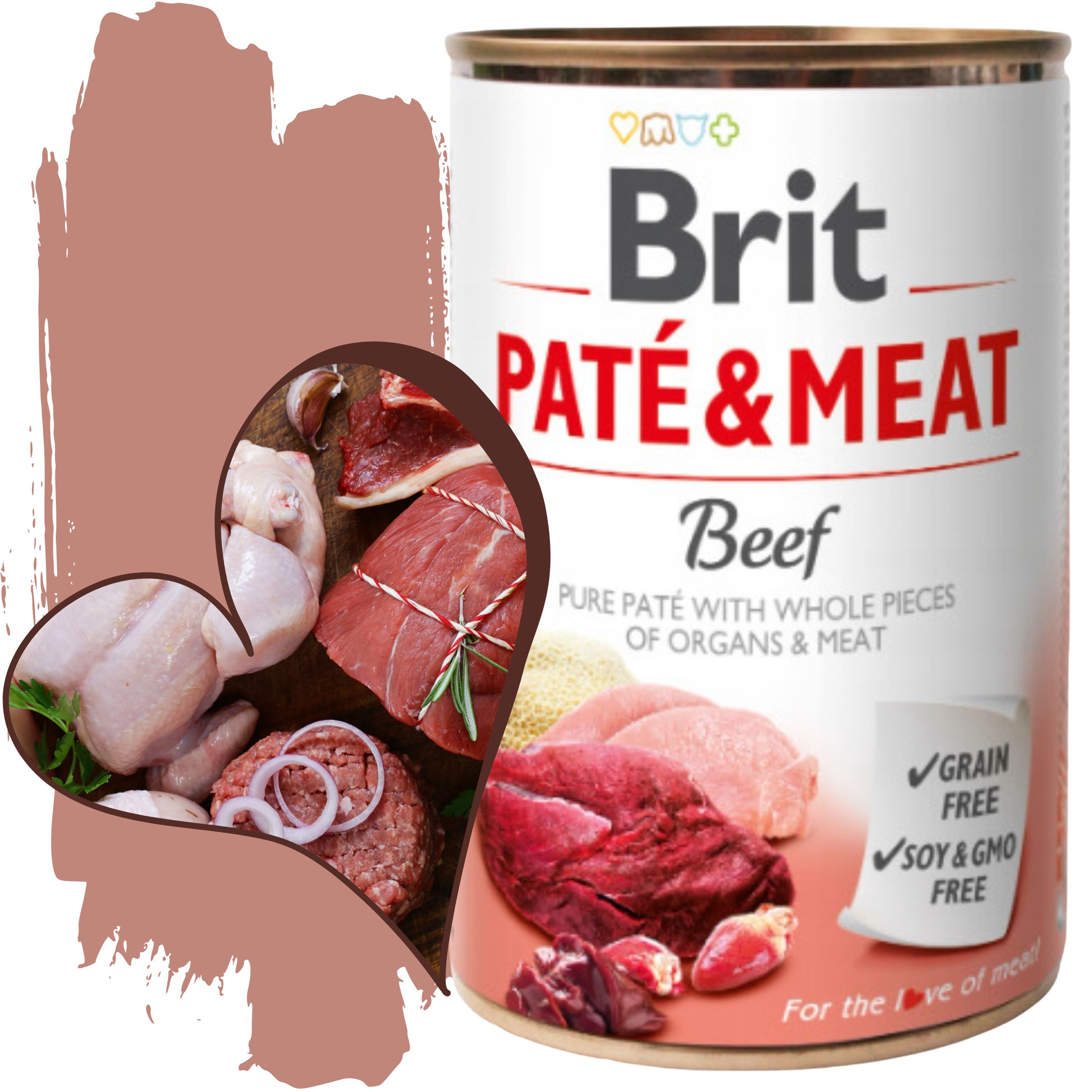 mokra karma dla psa brit pate & meat beef wołowina 400 g bezzbożowa puszka