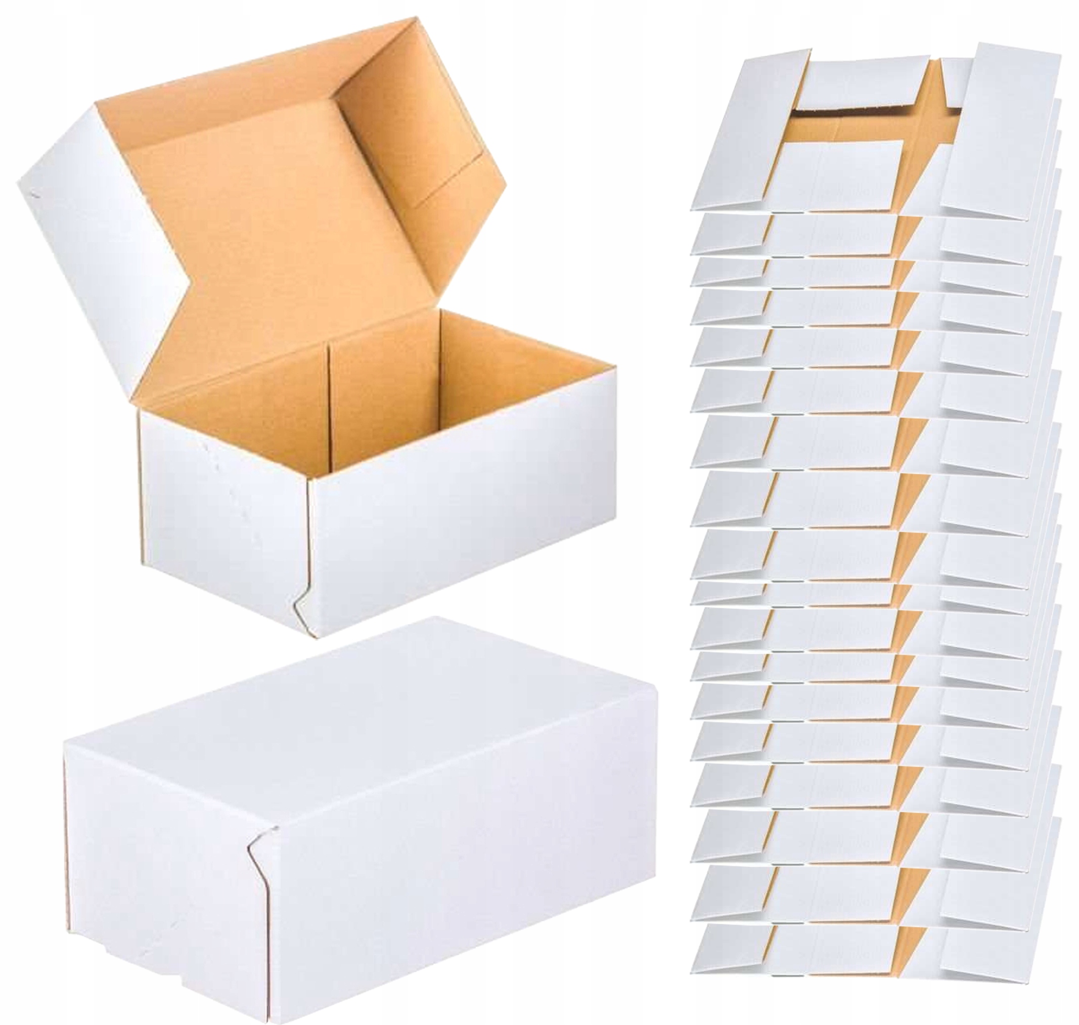 karton fasonowy 250x200x80mm biały-brązowy 3w e 350g/m2 - 20 szt.