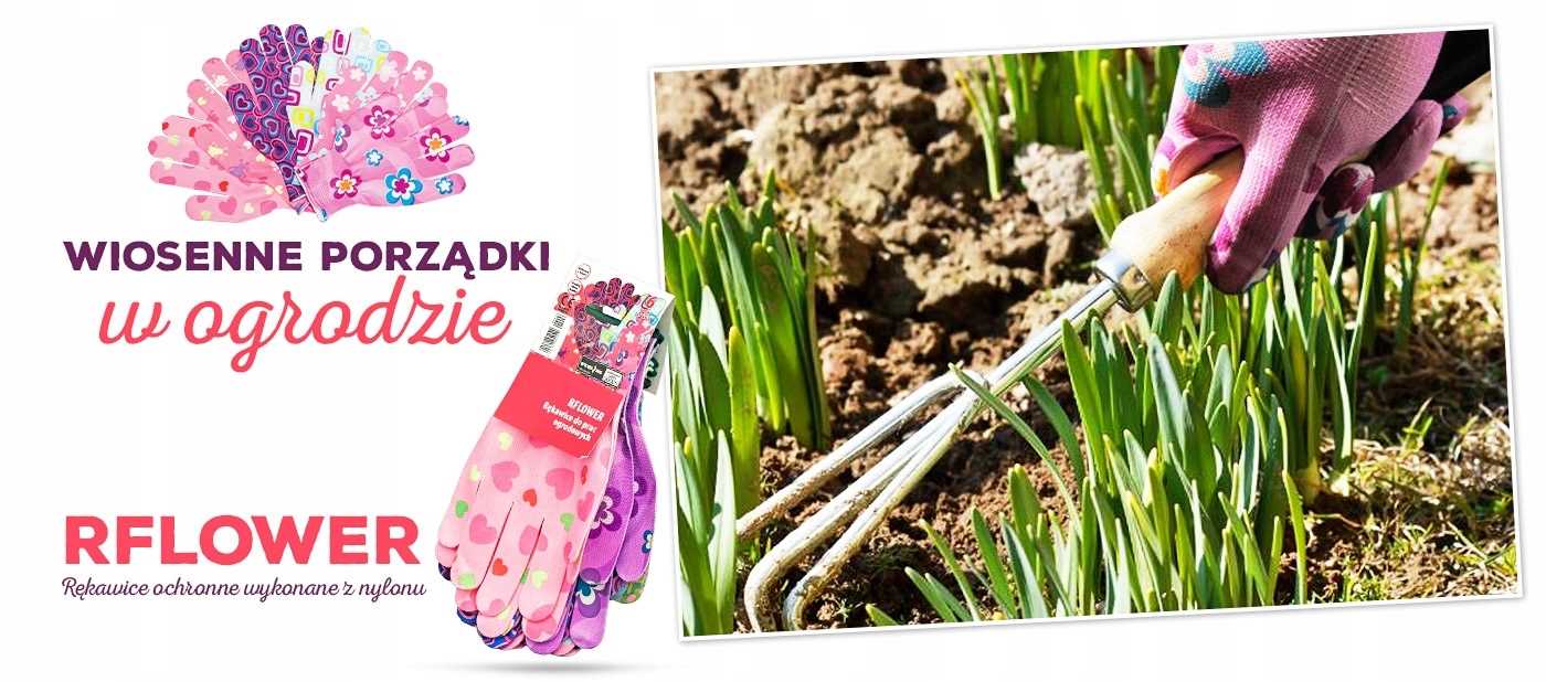 rękawice ogrodowe / kolorowe / rozmiar: 8 - m / rflower_m