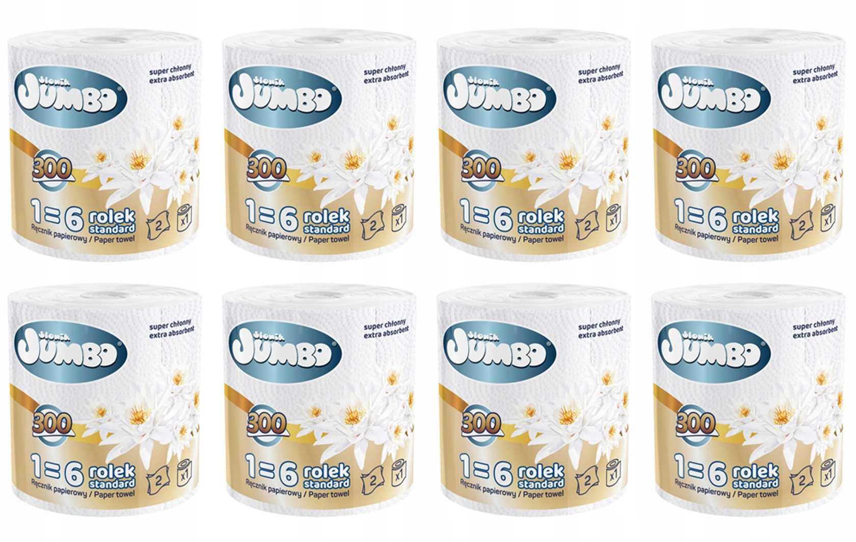 ręcznik papierowy 1r słonik jumbo maxi 300 list 2w - 8 szt.