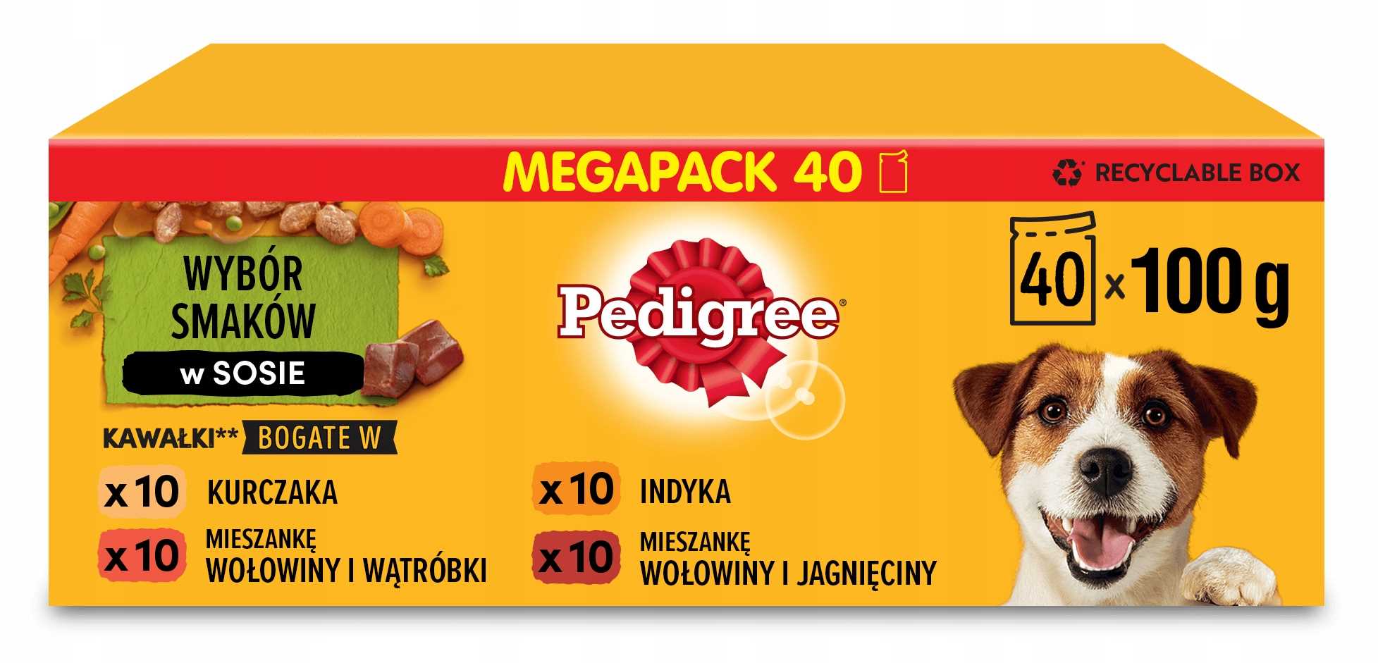 pedigree mixed selection with vegetables sos ind/jag/woł/kur 40x100g