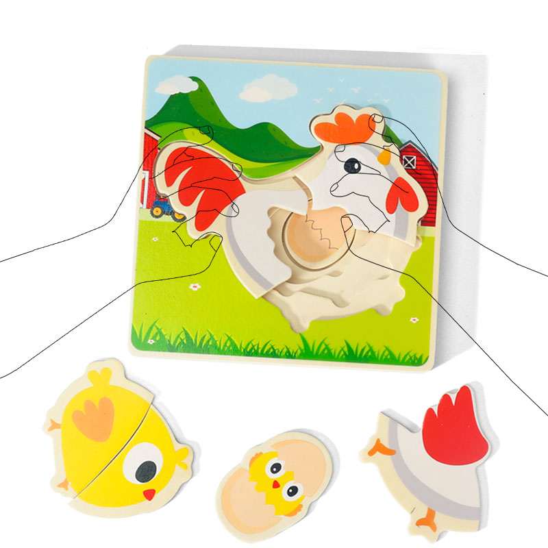 drewniane puzzle montessori dla dzieci kurczak mwz-3154