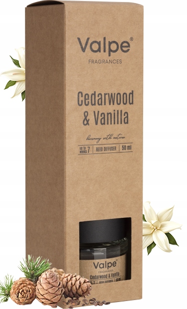 valpe dyfuzor zapachowy z patyczkami drzewo cedrowe - wanilia 50 ml dz50-81