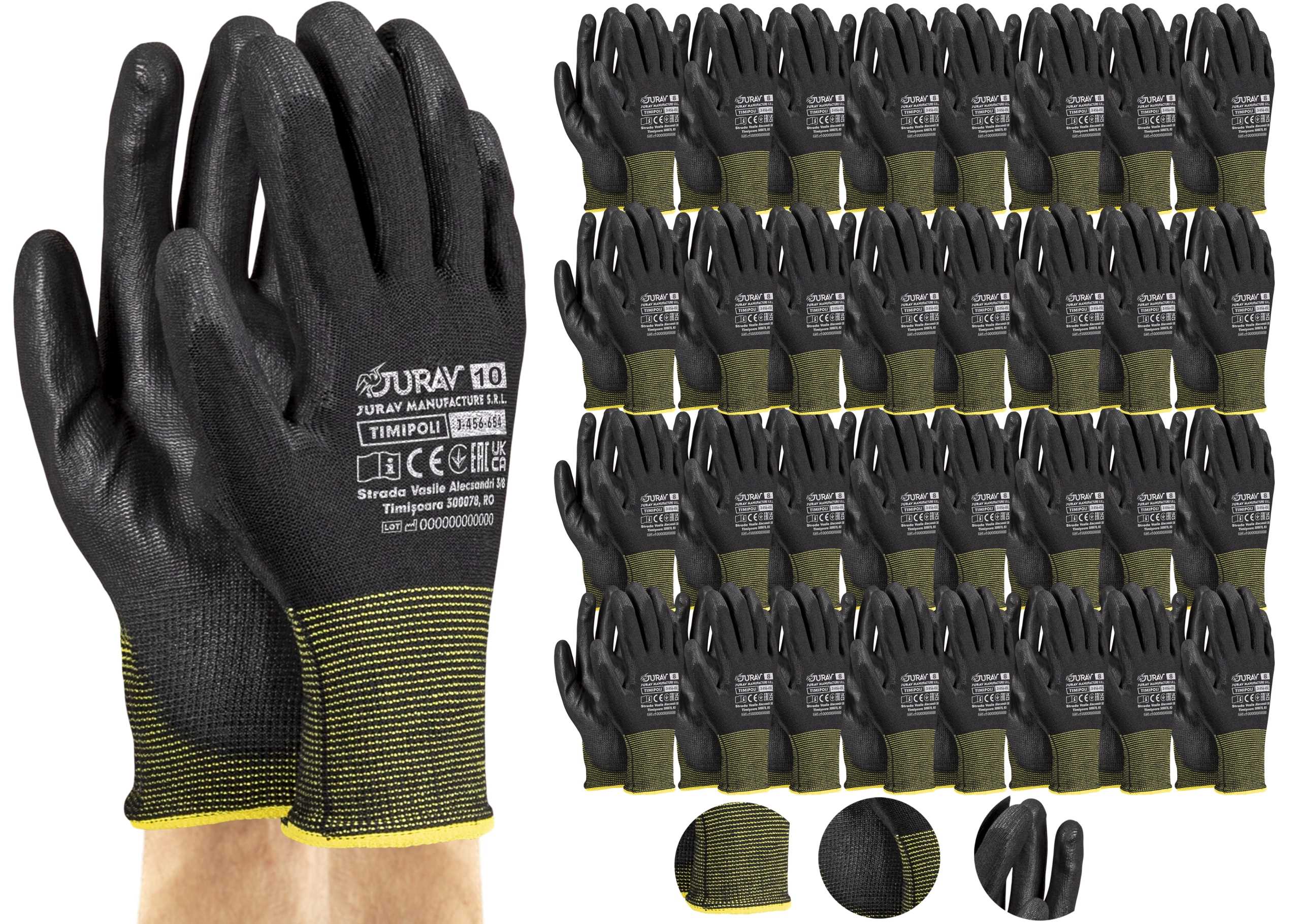 rękawice robocze czarne j-timipoli_bb10-xl - 120 par