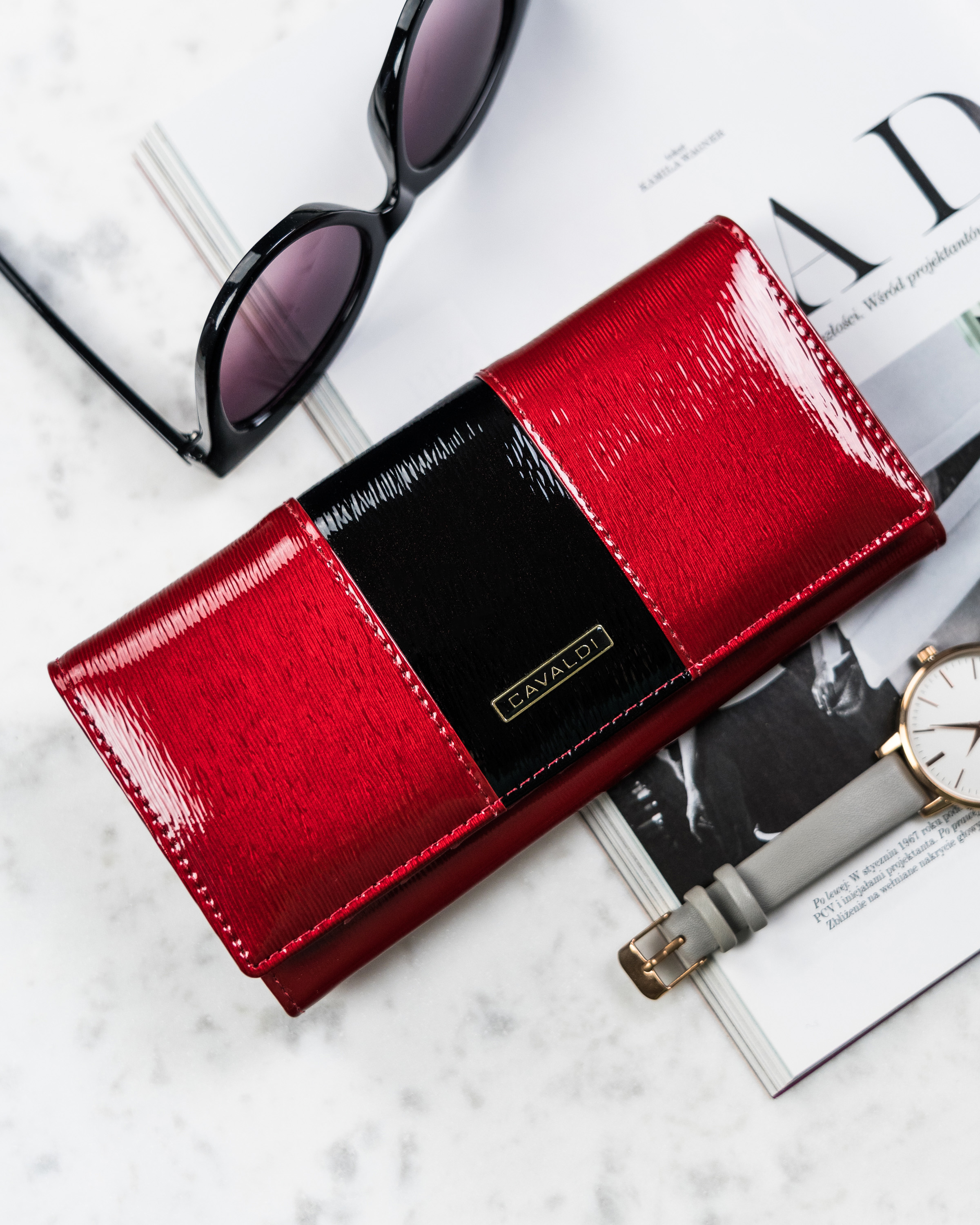 portfel damski skórzany h22-3-sh9-6130 red