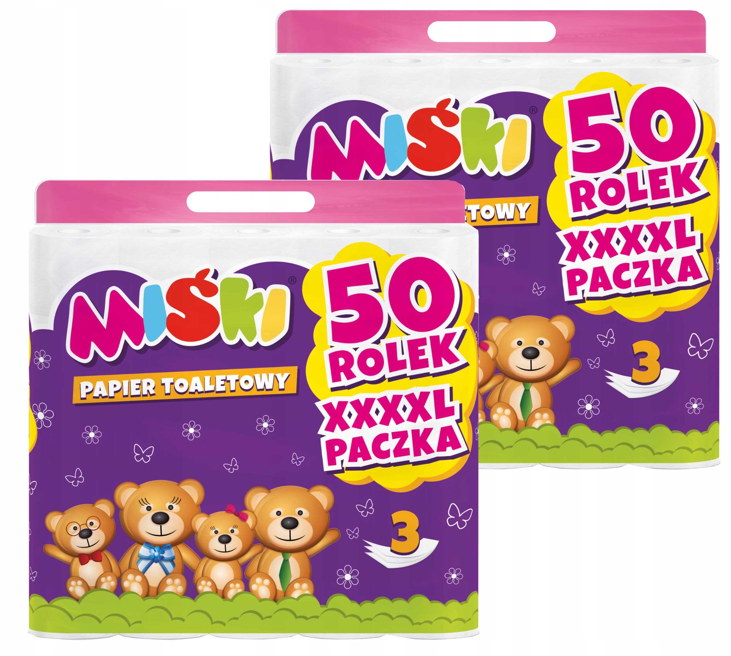 papier toaletowy 50r miśki 3w - 100 rolek
