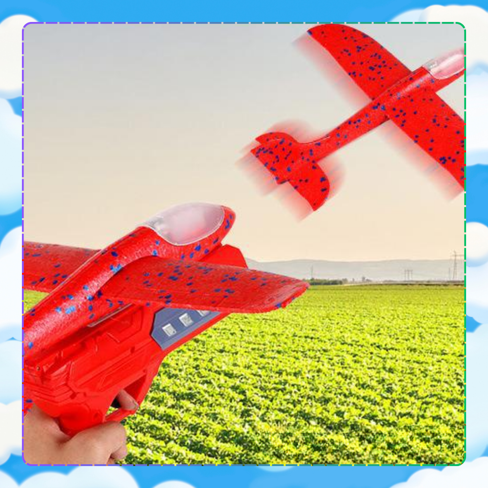 samolot z wyrzutnią szybowiec styropian rzutka zabawka pistolet led