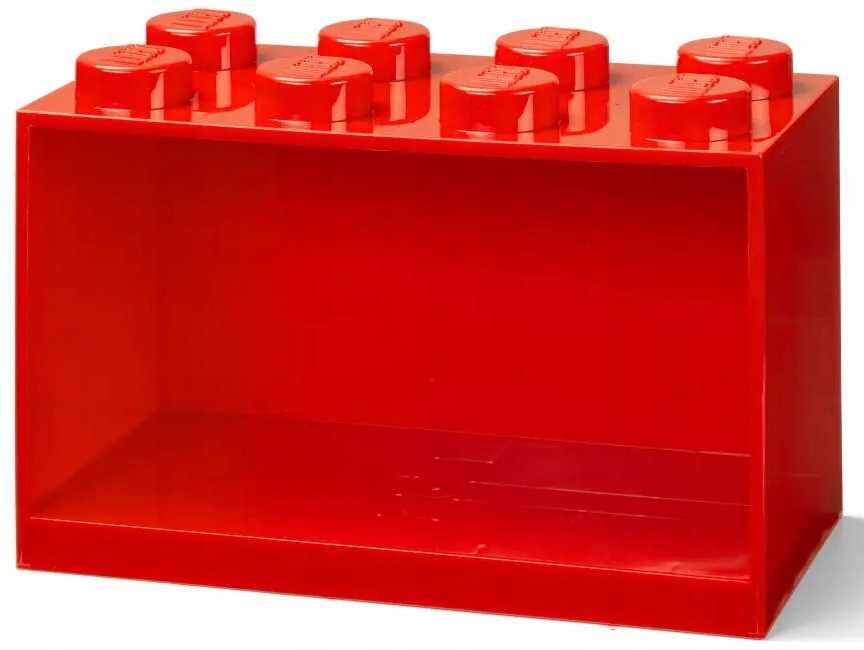 lego - półka w kształcie klocka z ośmioma wypustkami - czerwona