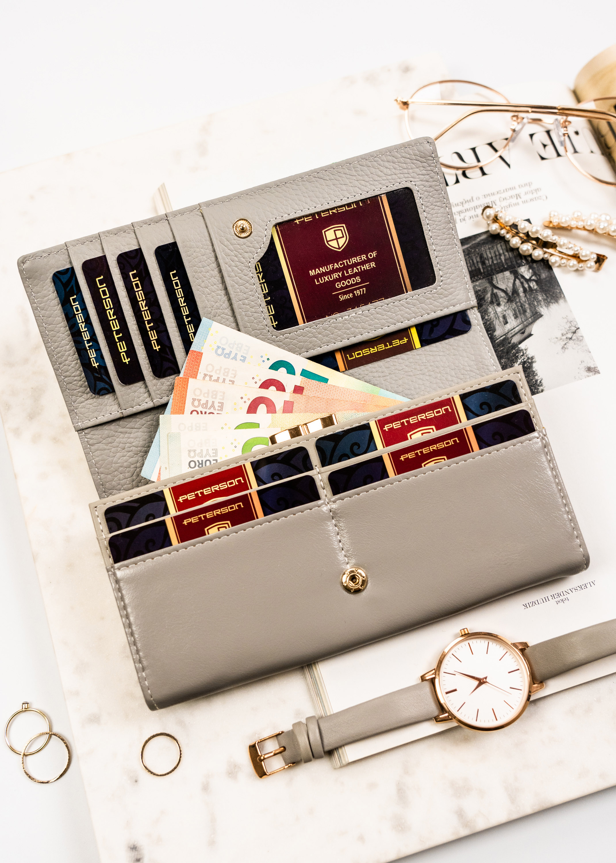 portfel damski skórzany ptn ph24-lfl-7049 green