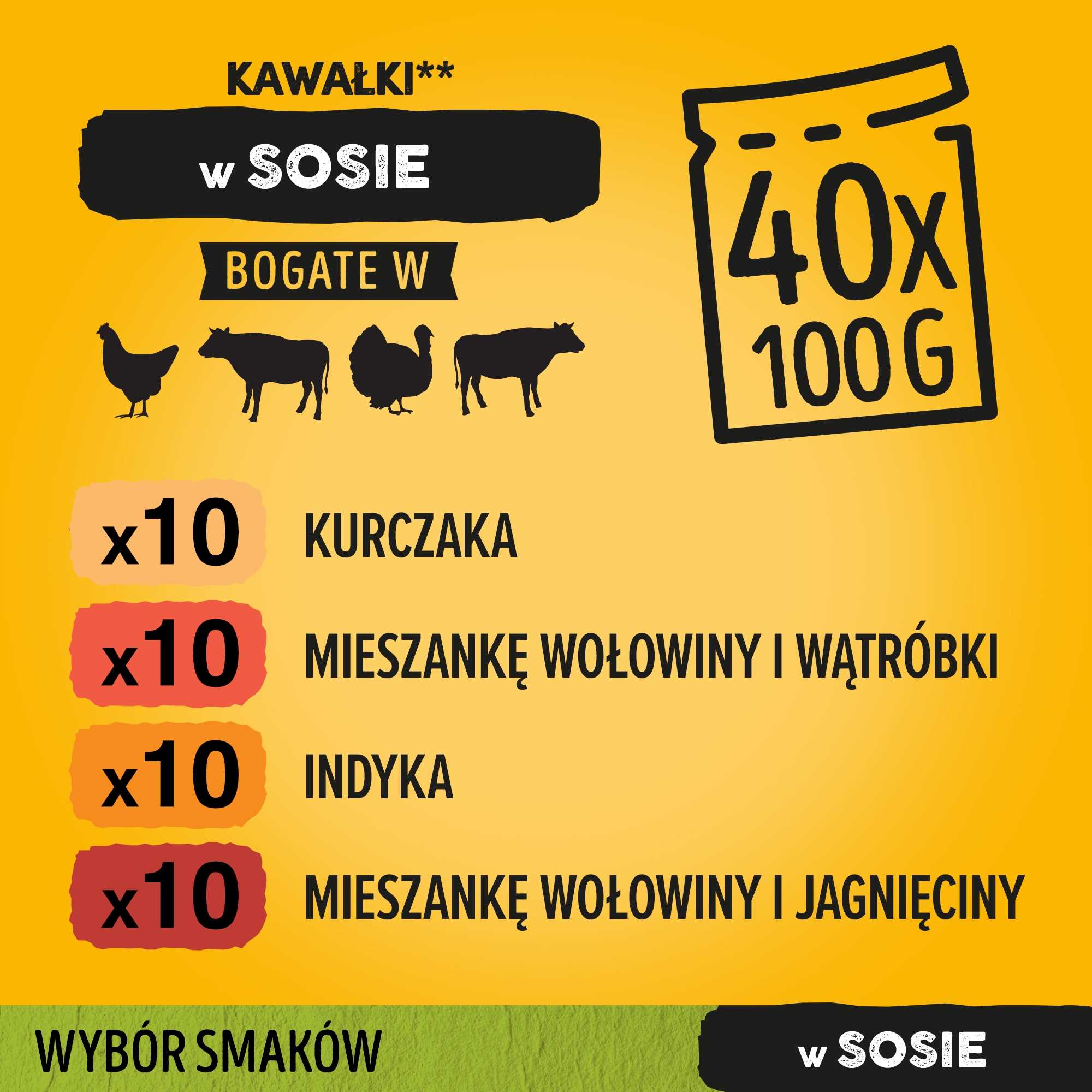 pedigree mixed selection with vegetables sos ind/jag/woł/kur 40x100g