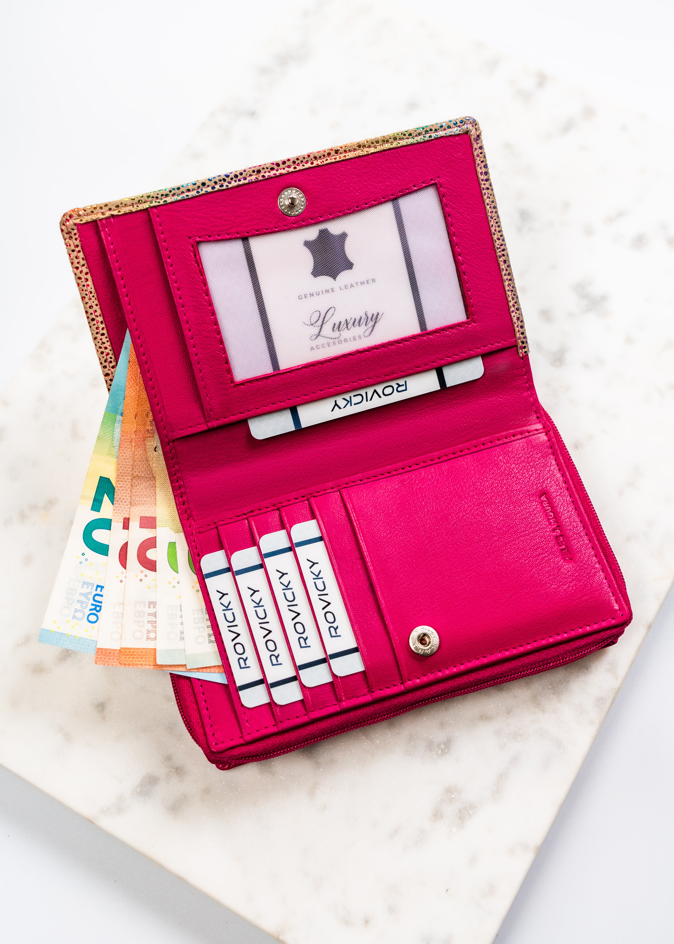 portfel damski skórzany rv-791-sla-4934 dot-pink
