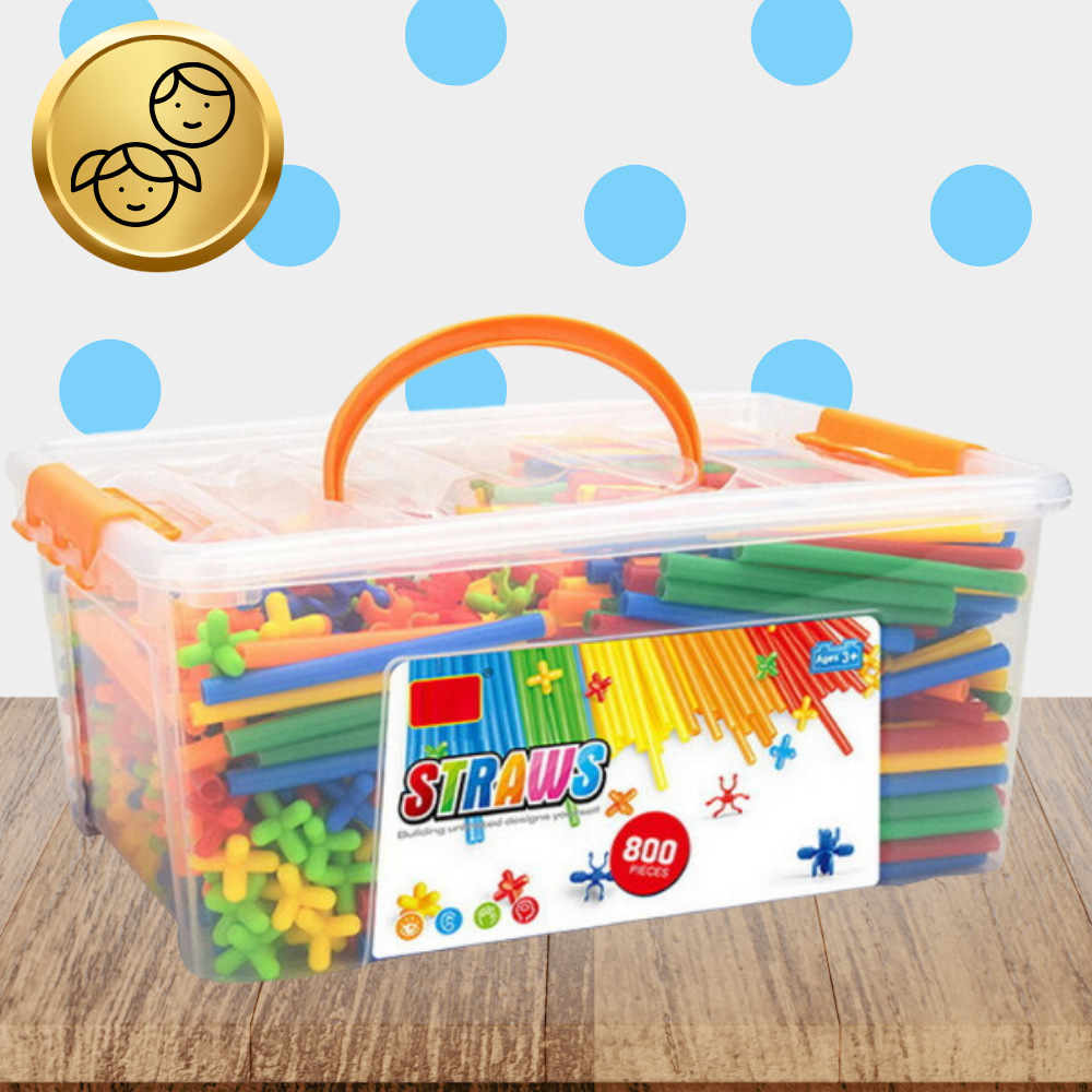 zestaw klocków konstrukcyjnych 800 elementów kreatywne słomki dla dzieci