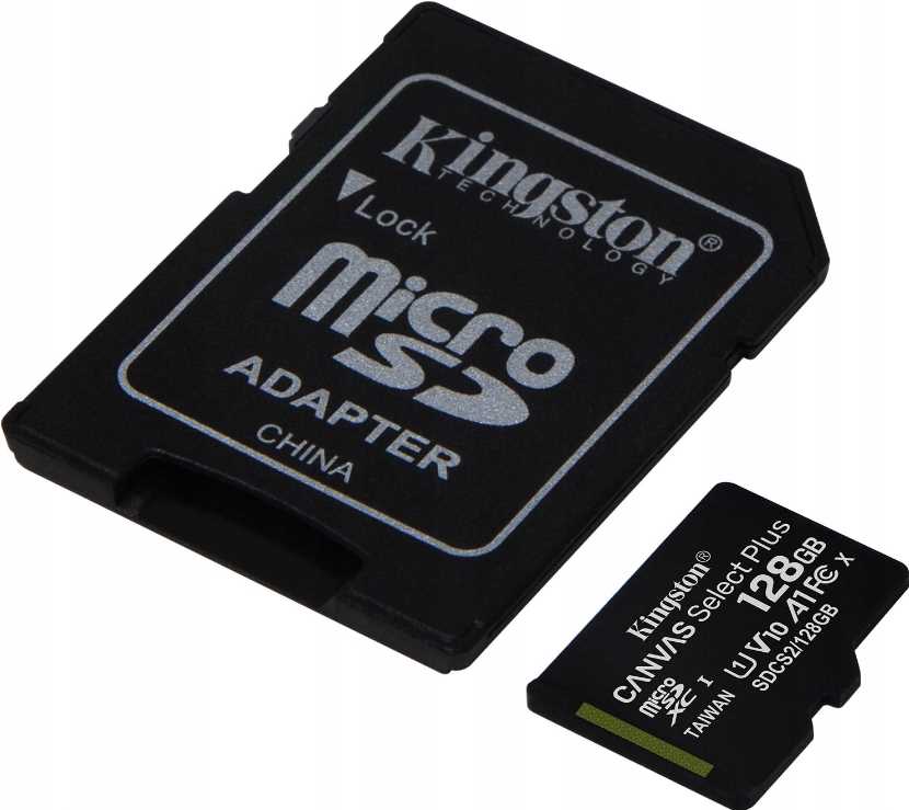 kingston karta pamięci microsd 128gb canvas select plus 100mb/s adapter
