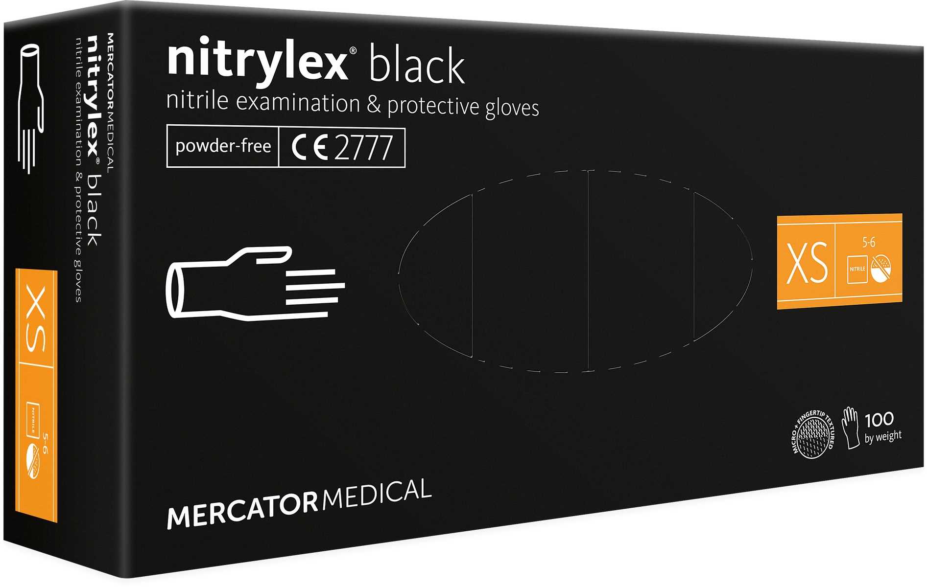 rękawice nitrylowe 100 sztuk / czarne / rozmiar: 6 - xs / nitrylex black