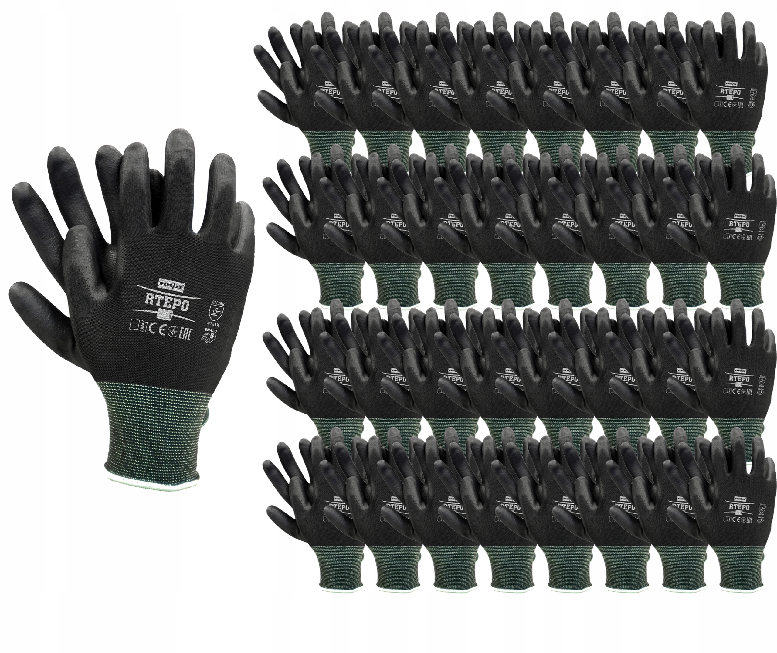 rękawice robocze / czarne / rozmiar: 8 - m / rtepo_bb8 - 120 szt.
