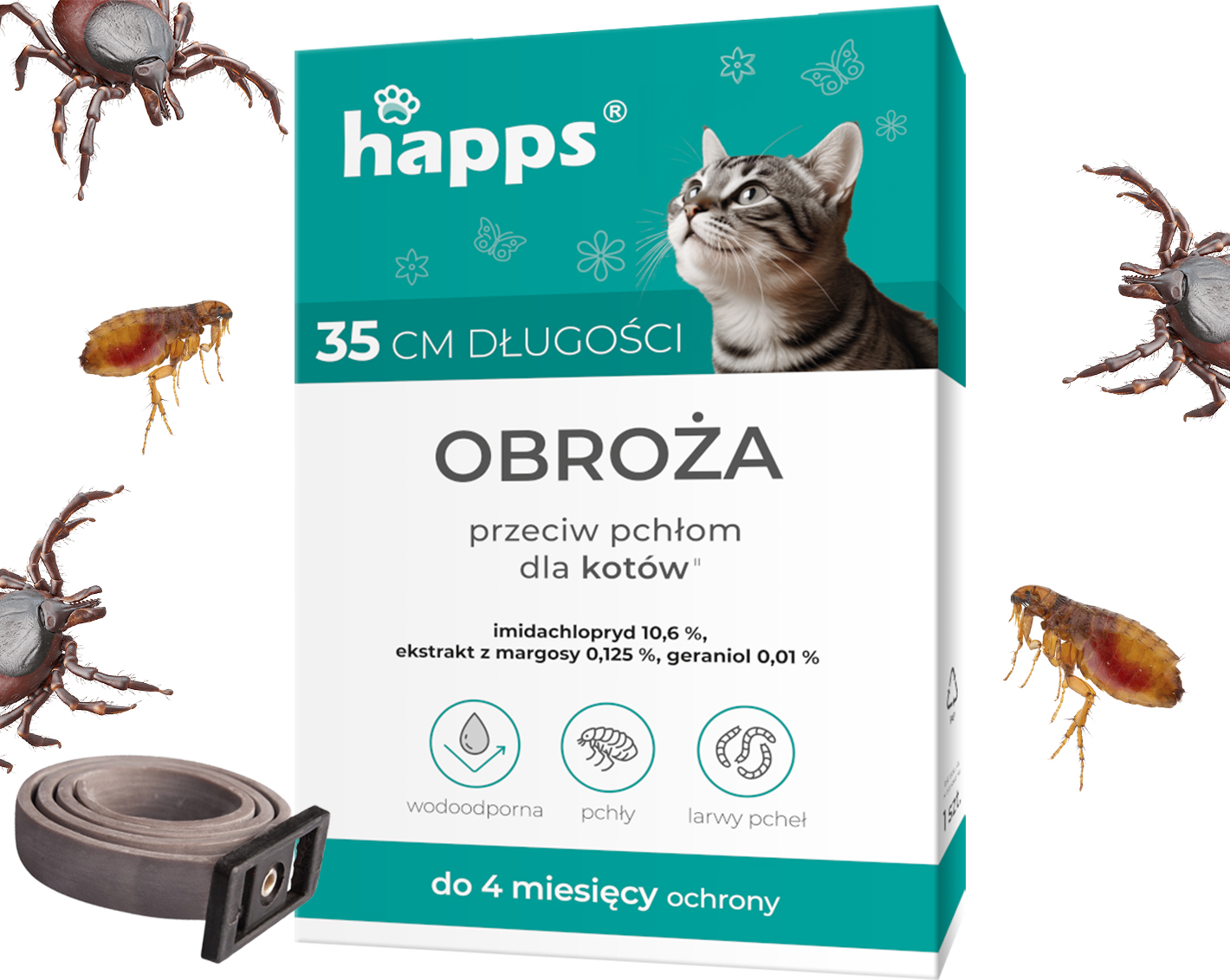 happs - obroża przeciw pchłom dla kotów