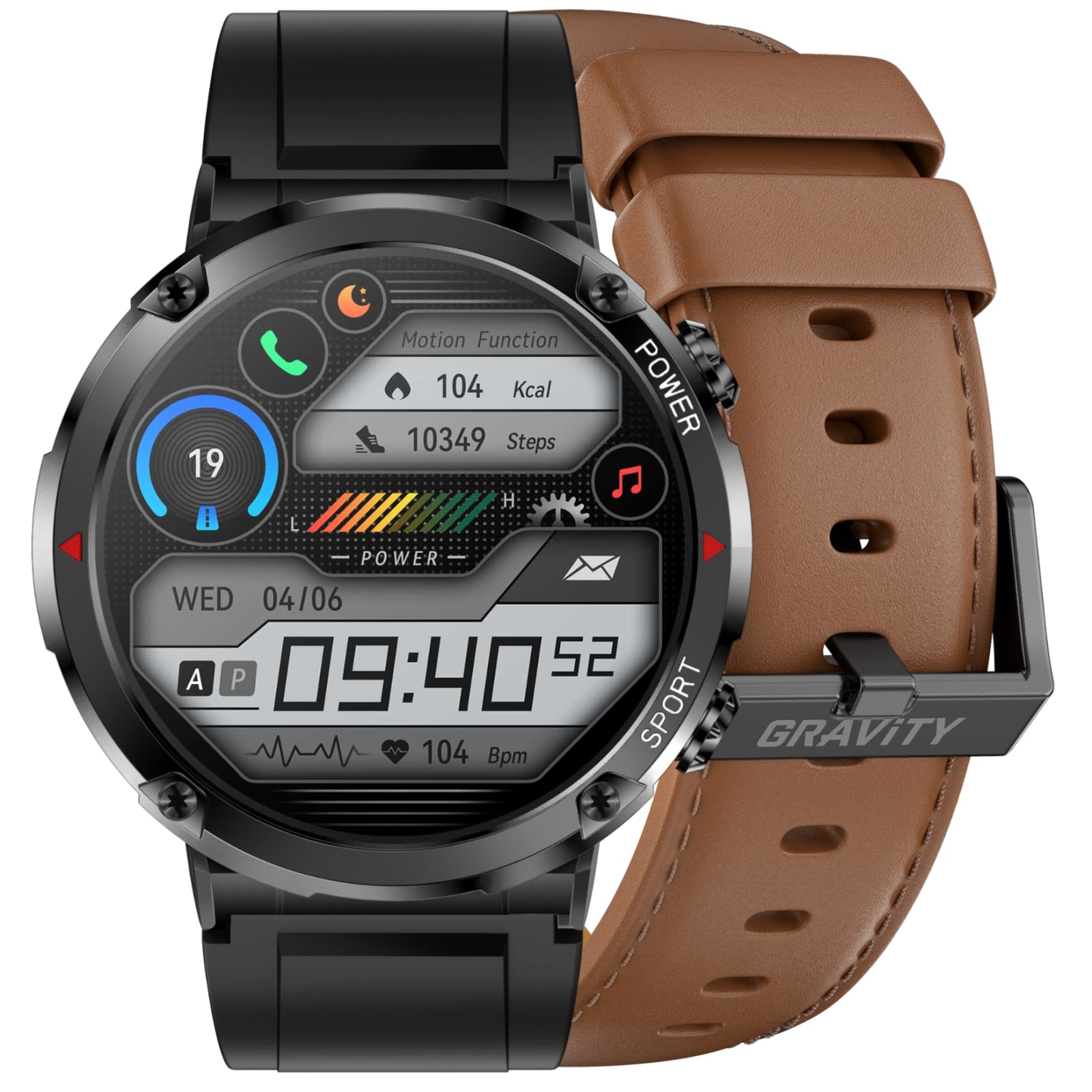 smartwatch gravity gt21-4 + czarny pasek silikonowy