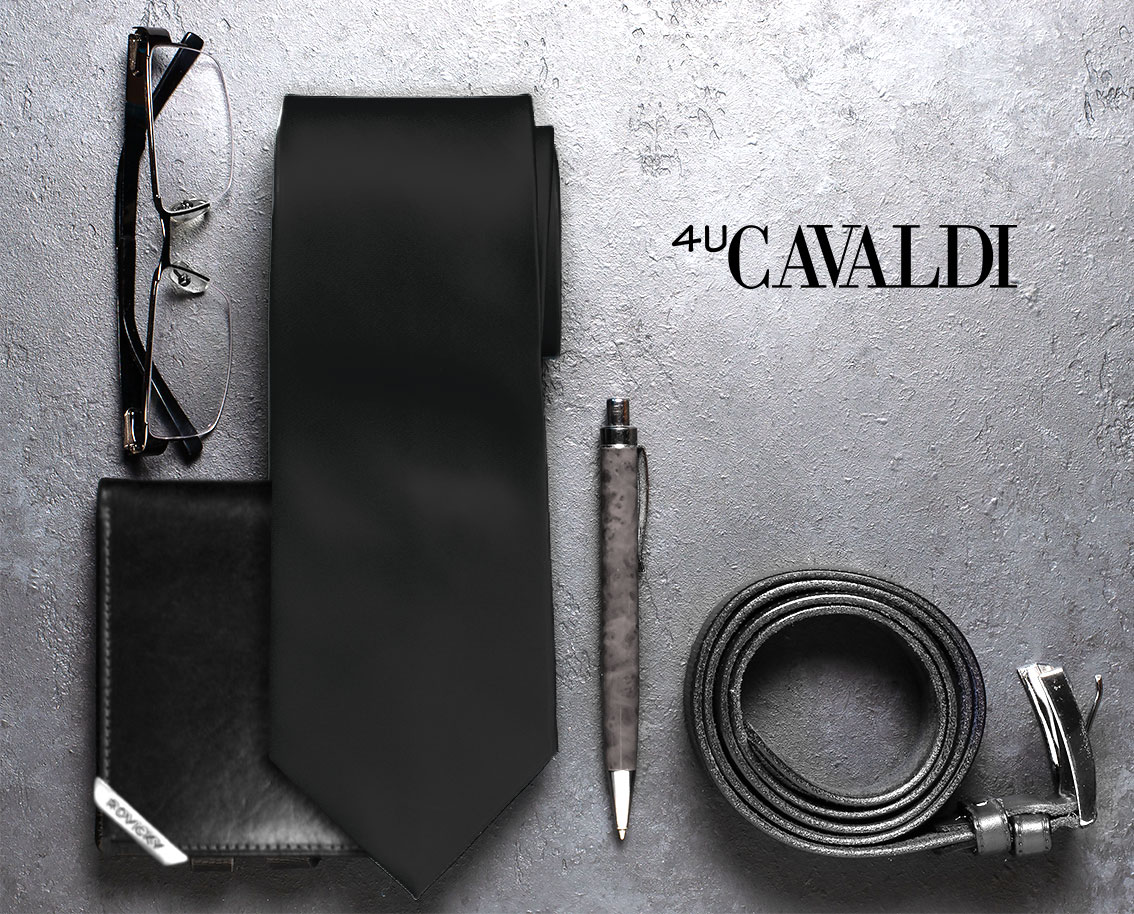 krawat 8 cm t-01 black b.rabatu